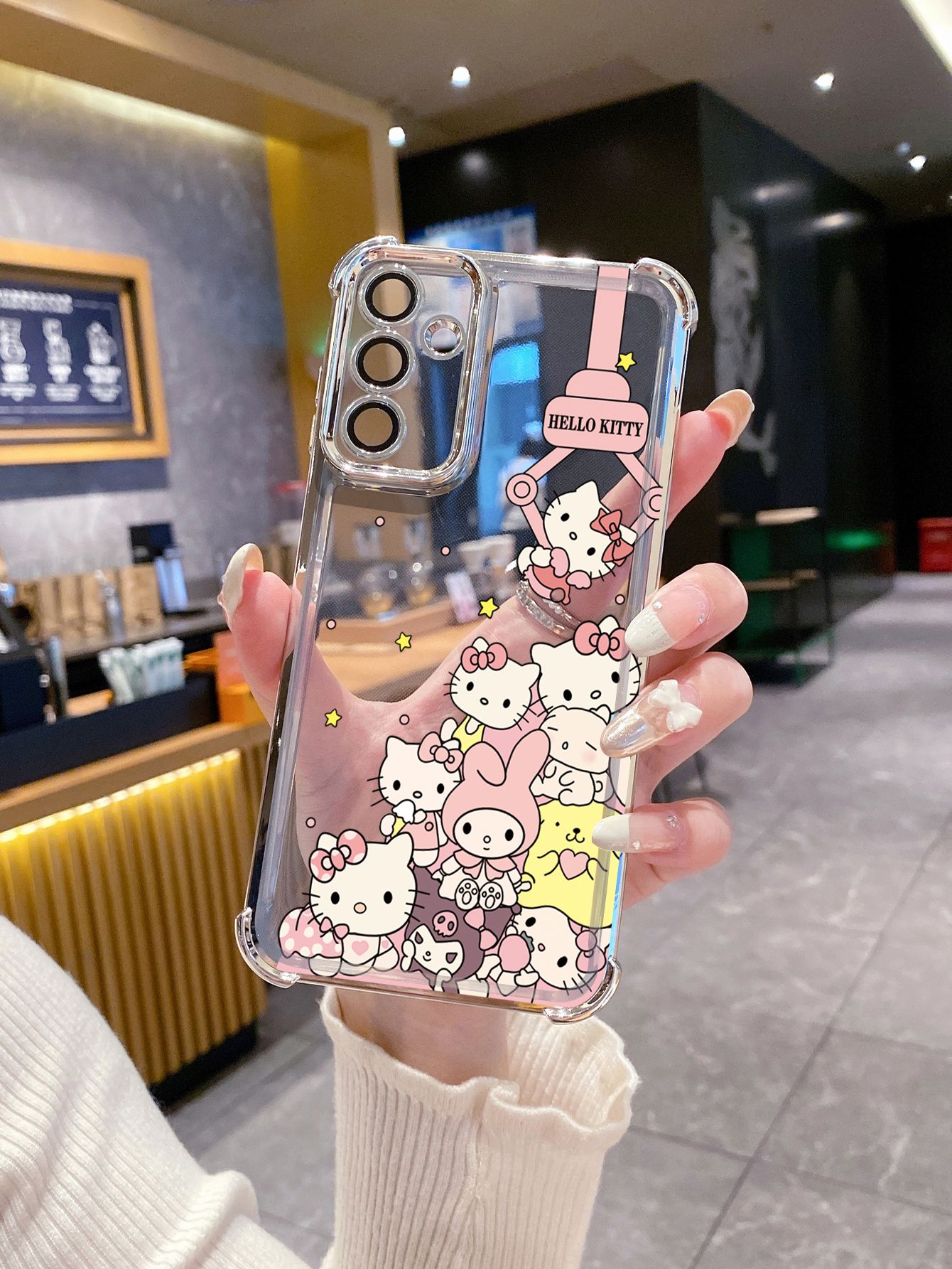 For Samsung Galaxy A15 A05 A35 A55 A14 A34 A33 A53 A73 A32 A56 A36 A06 A16 Kuromi My Melody HelloKitt Plating Frame Clear Phone Case Anti-shock Cover