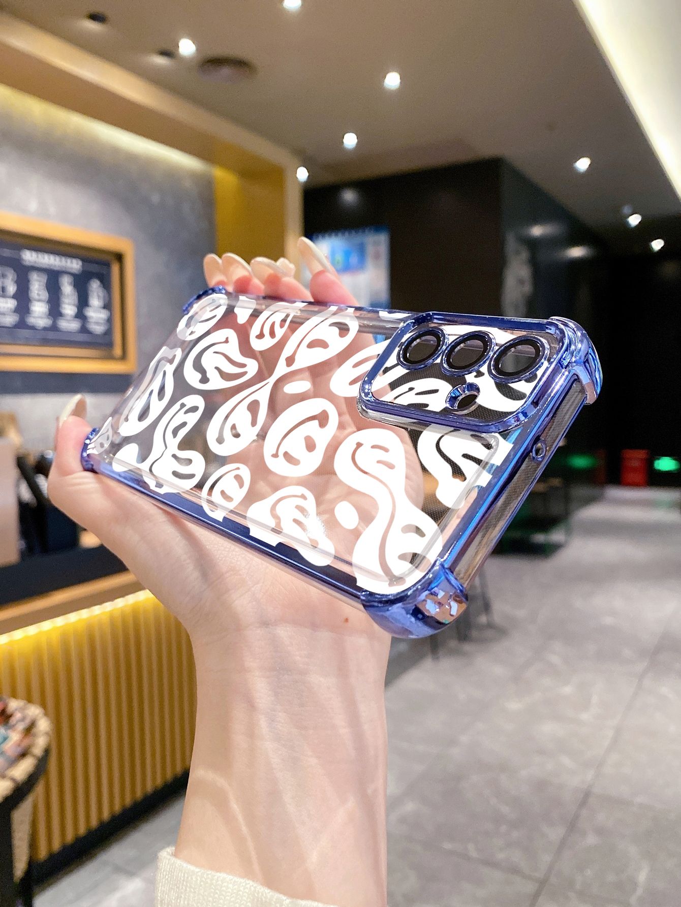 For iPhone 16 15 Pro Max 14 Plus 13 12 11 XR 8 7 SE 2022 XS Drawing Funny Ghost Face Plating Frame Clear Phone Case Anti-shock Cover