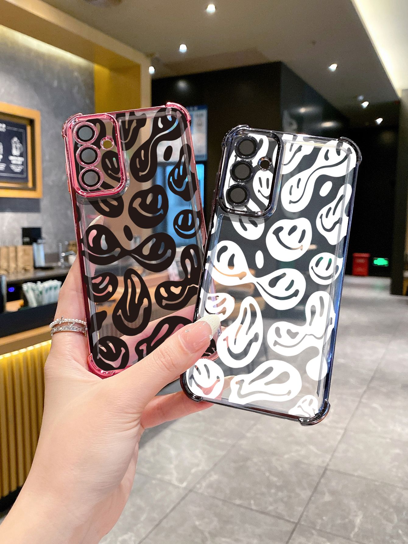 For Samsung Galaxy A15 A05 A35 A55 A14 A34 A33 A53 A73 A32 A56 A36 A06 A16 Drawing Funny Ghost Face Plating Frame Clear Phone Case Anti-shock Cover