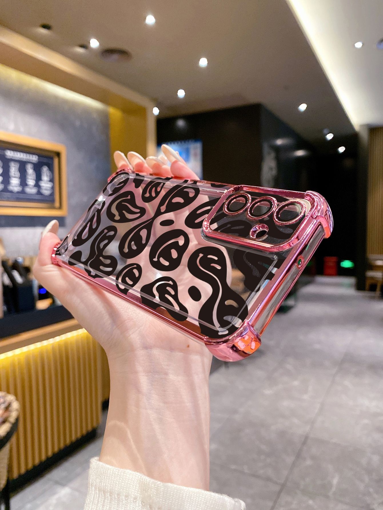 For Xiaomi Redmi Note 14 13 Pro 5G 12S 4G 12 Turbo 11S 13C 12C Drawing Funny Ghost Face Plating Frame Clear Phone Case Anti-shock Cover