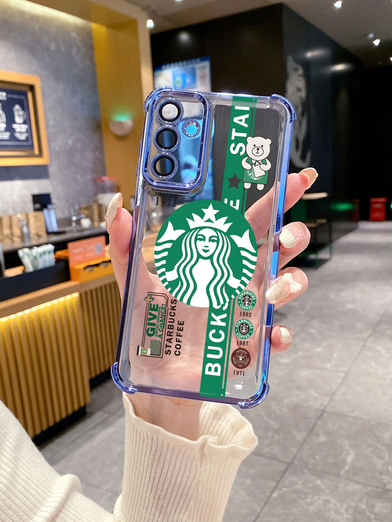 For Xiaomi Redmi Note 14 13 Pro 5G 12S 4G 12 Turbo 11S 13C 12C Starbucks Coffe Plating Frame Clear Phone Case Anti-shock Cover