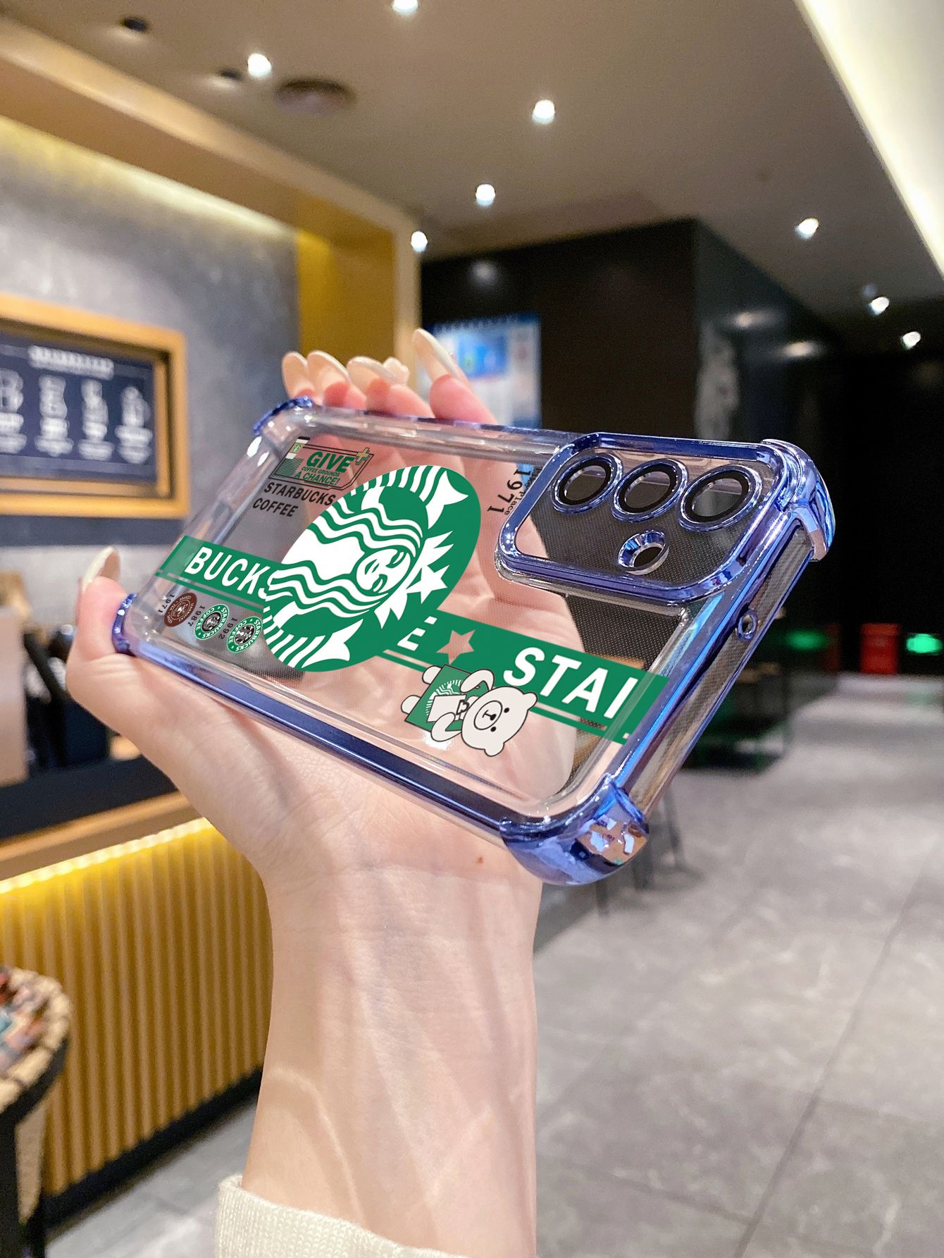 For Xiaomi Redmi Note 14 13 Pro 5G 12S 4G 12 Turbo 11S 13C 12C Starbucks Coffe Plating Frame Clear Phone Case Anti-shock Cover