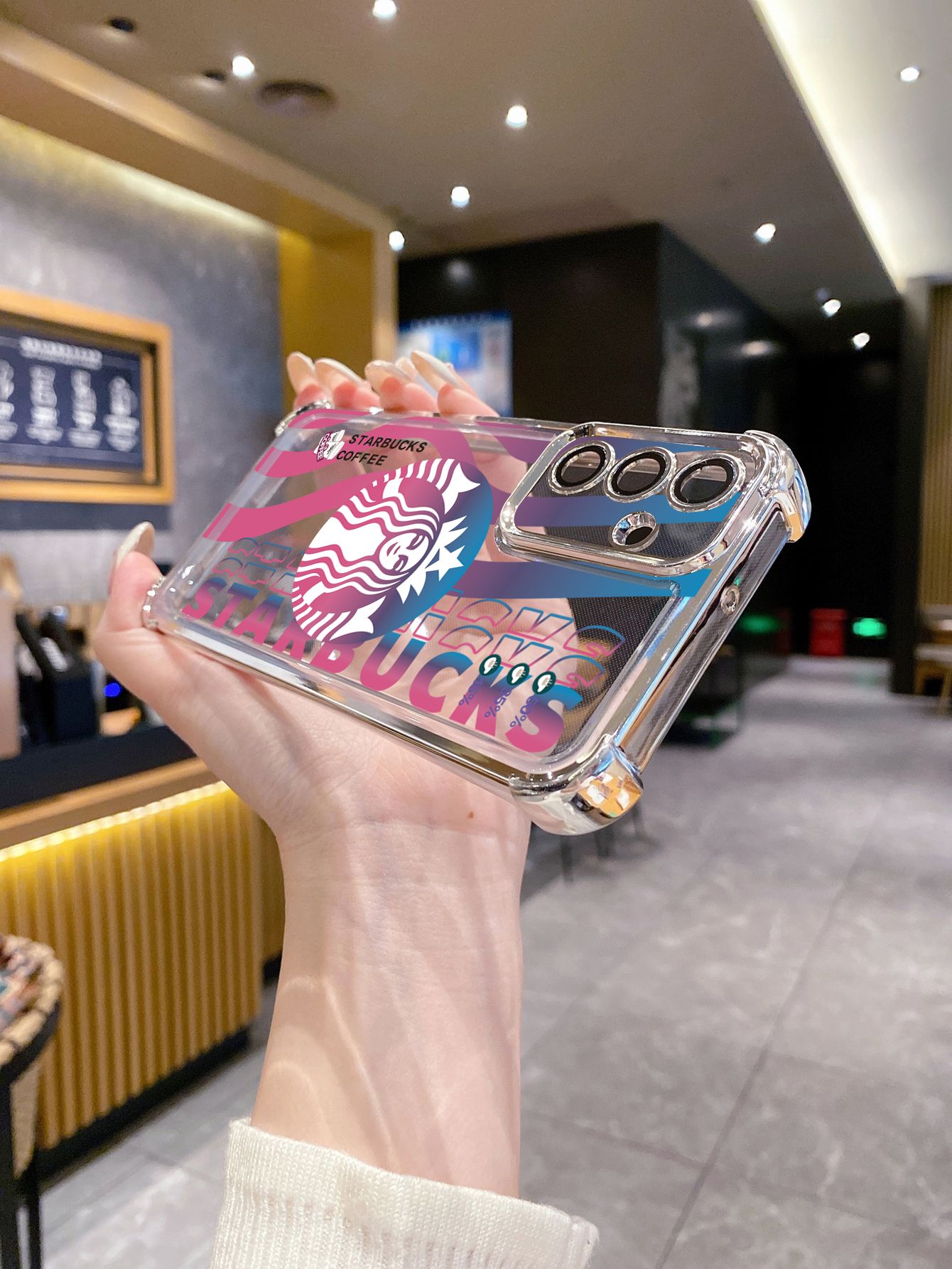 For Xiaomi Redmi Note 14 13 Pro 5G 12S 4G 12 Turbo 11S 13C 12C Starbucks Coffe Plating Frame Clear Phone Case Anti-shock Cover