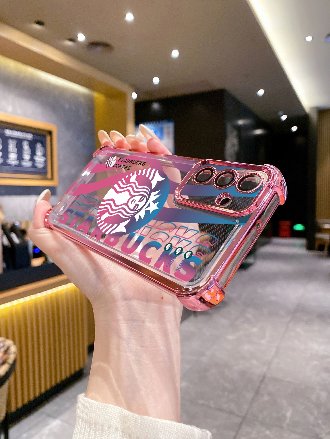 For Xiaomi Redmi Note 14 13 Pro 5G 12S 4G 12 Turbo 11S 13C 12C Starbucks Coffe Plating Frame Clear Phone Case Anti-shock Cover