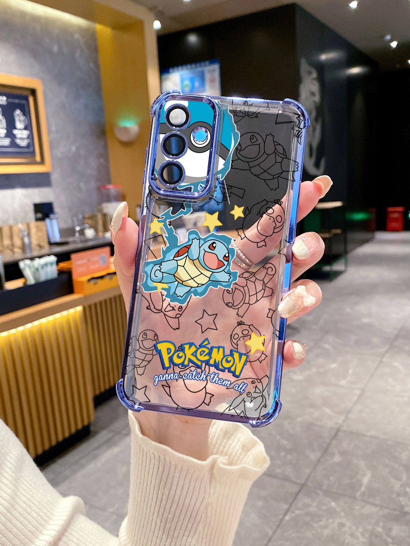 For iPhone 16 15 Pro Max 14 Plus 13 12 11 XR 8 7 SE 2022 XS Pokemon Pikachu Plating Frame Clear Phone Case Anti-shock Cover