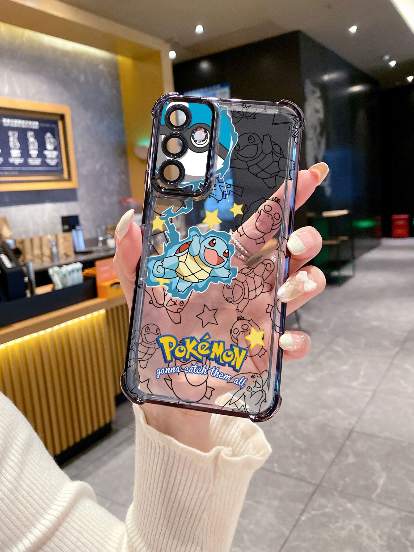 For iPhone 16 15 Pro Max 14 Plus 13 12 11 XR 8 7 SE 2022 XS Pokemon Pikachu Plating Frame Clear Phone Case Anti-shock Cover