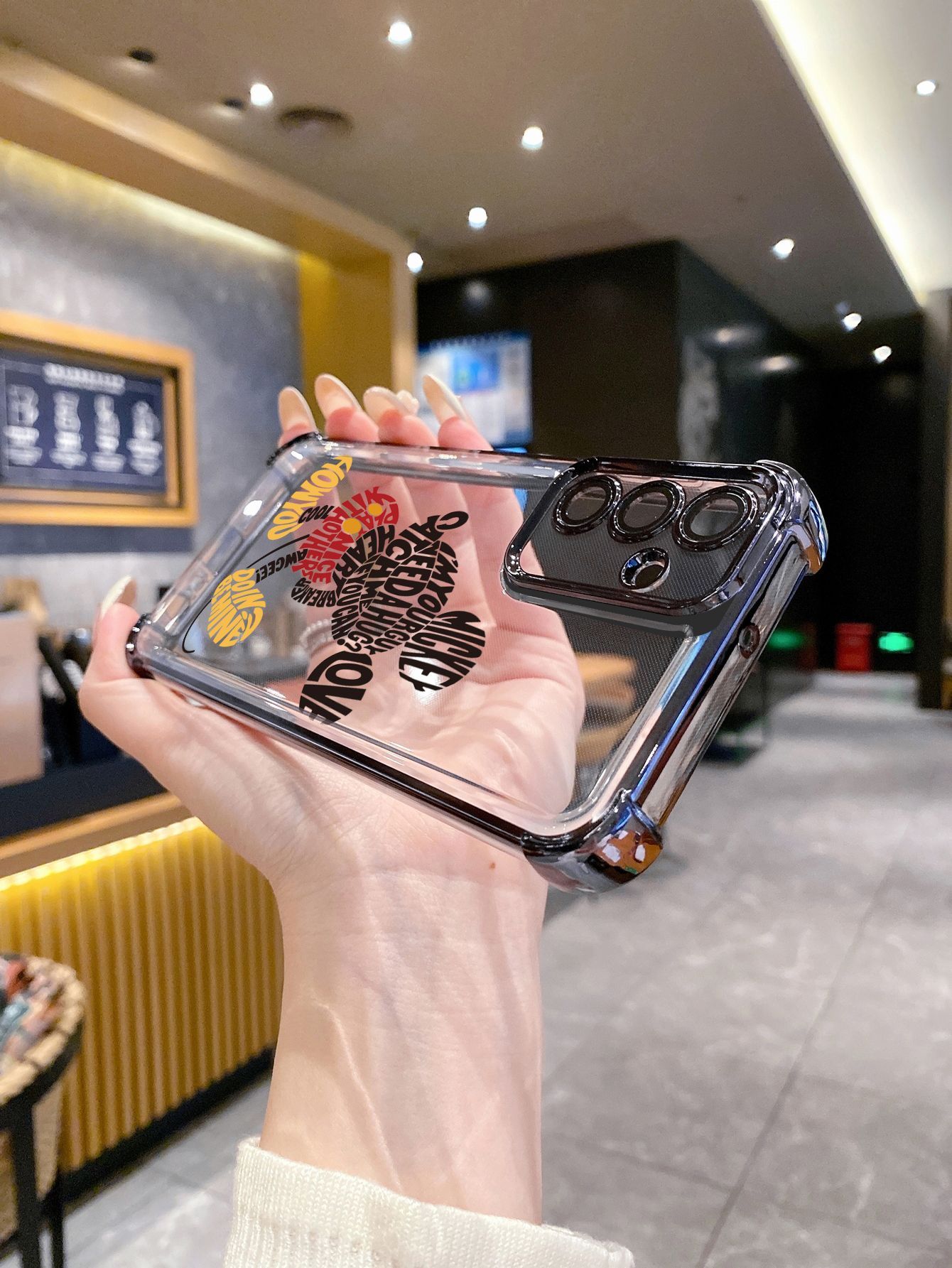 For iPhone 16 15 Pro Max 14 Plus 13 12 11 XR 8 7 SE 2022 XS Drawing Mickey Minnie Plating Frame Clear Phone Case Anti-shock Cover