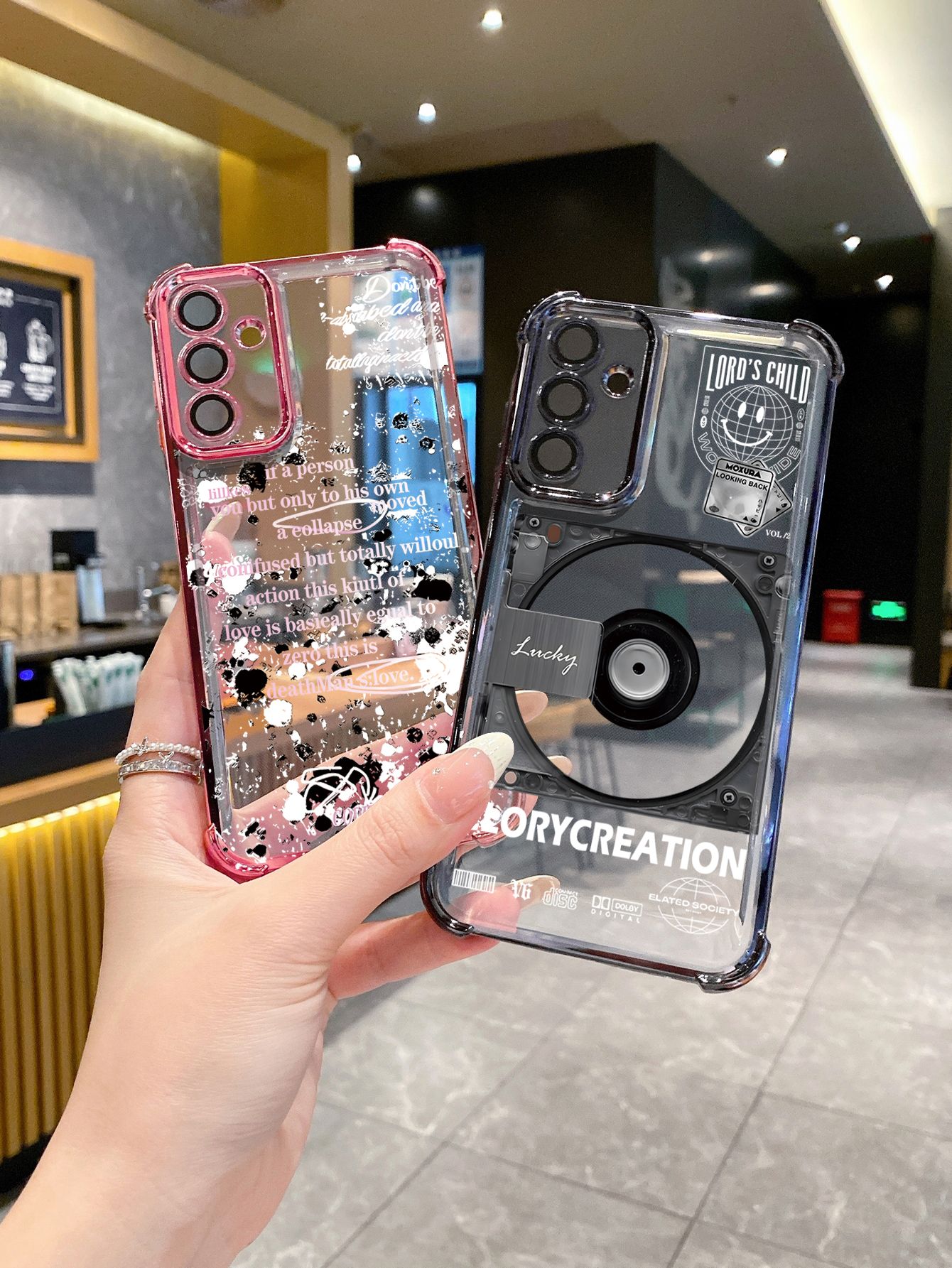 For Samsung Galaxy A15 A05 A35 A55 A14 A34 A33 A53 A73 A32 A56 A36 A06 A16 Poem Cd Player Plating Frame Clear Phone Case Anti-shock Cover