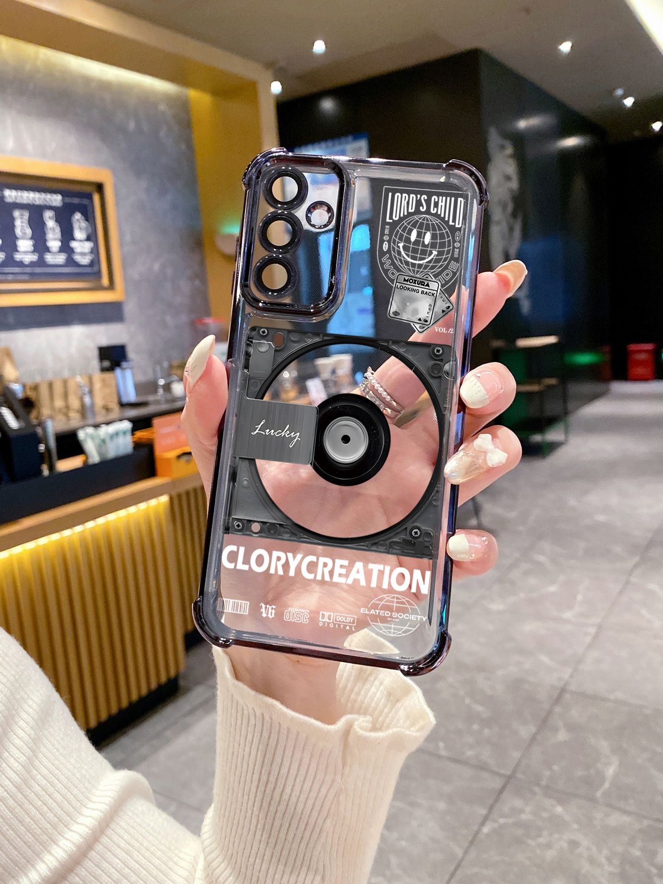 For Samsung Galaxy A15 A05 A35 A55 A14 A34 A33 A53 A73 A32 A56 A36 A06 A16 Poem Cd Player Plating Frame Clear Phone Case Anti-shock Cover