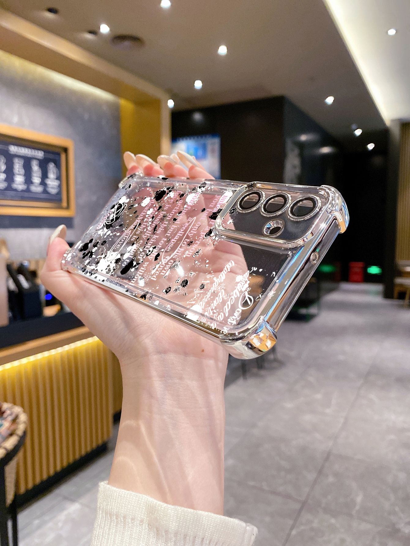 For Samsung Galaxy A15 A05 A35 A55 A14 A34 A33 A53 A73 A32 A56 A36 A06 A16 Poem Cd Player Plating Frame Clear Phone Case Anti-shock Cover