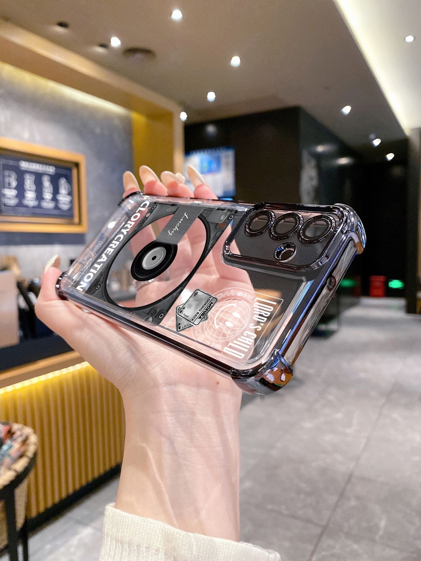 For Samsung Galaxy A15 A05 A35 A55 A14 A34 A33 A53 A73 A32 A56 A36 A06 A16 Poem Cd Player Plating Frame Clear Phone Case Anti-shock Cover