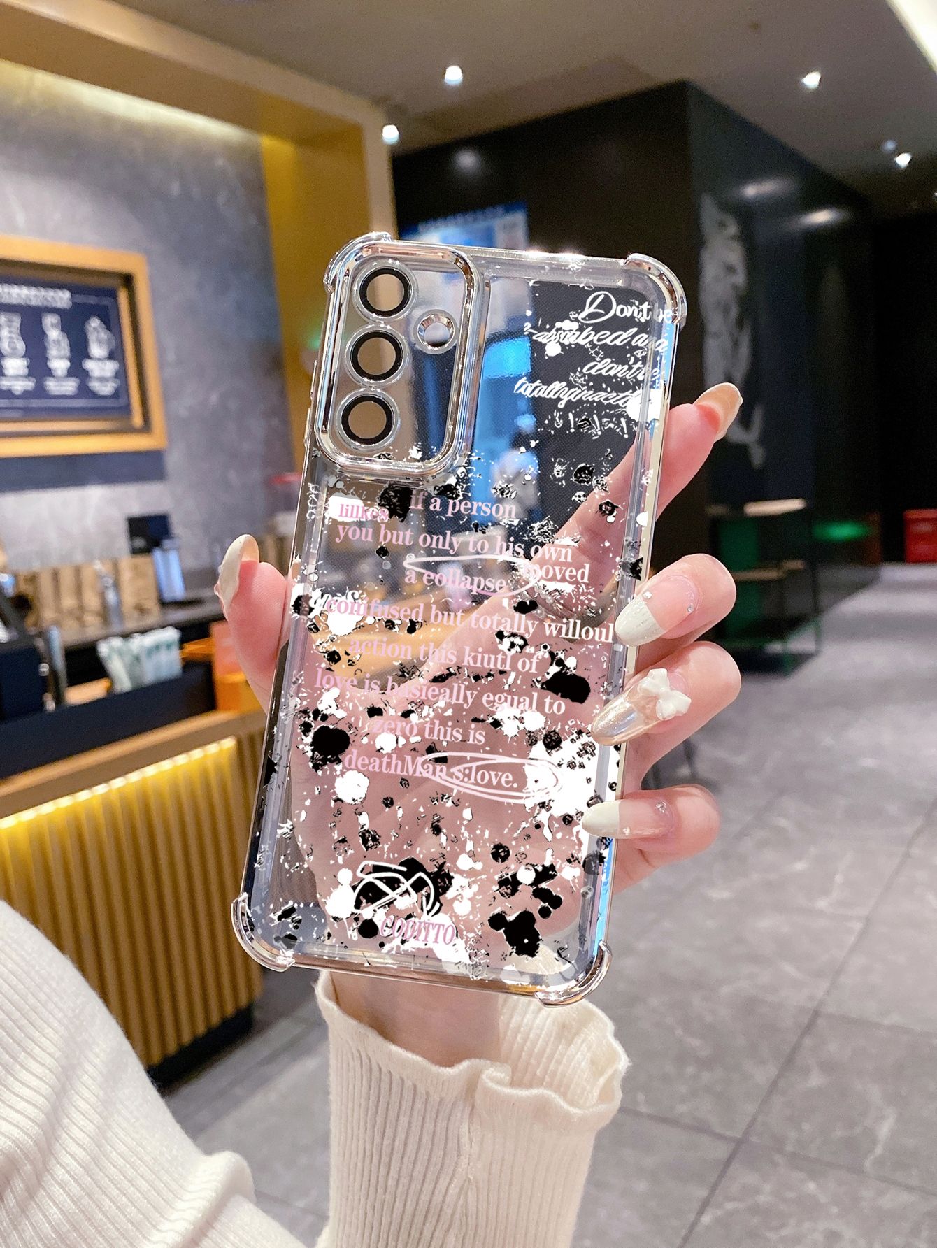 For Samsung Galaxy A15 A05 A35 A55 A14 A34 A33 A53 A73 A32 A56 A36 A06 A16 Poem Cd Player Plating Frame Clear Phone Case Anti-shock Cover