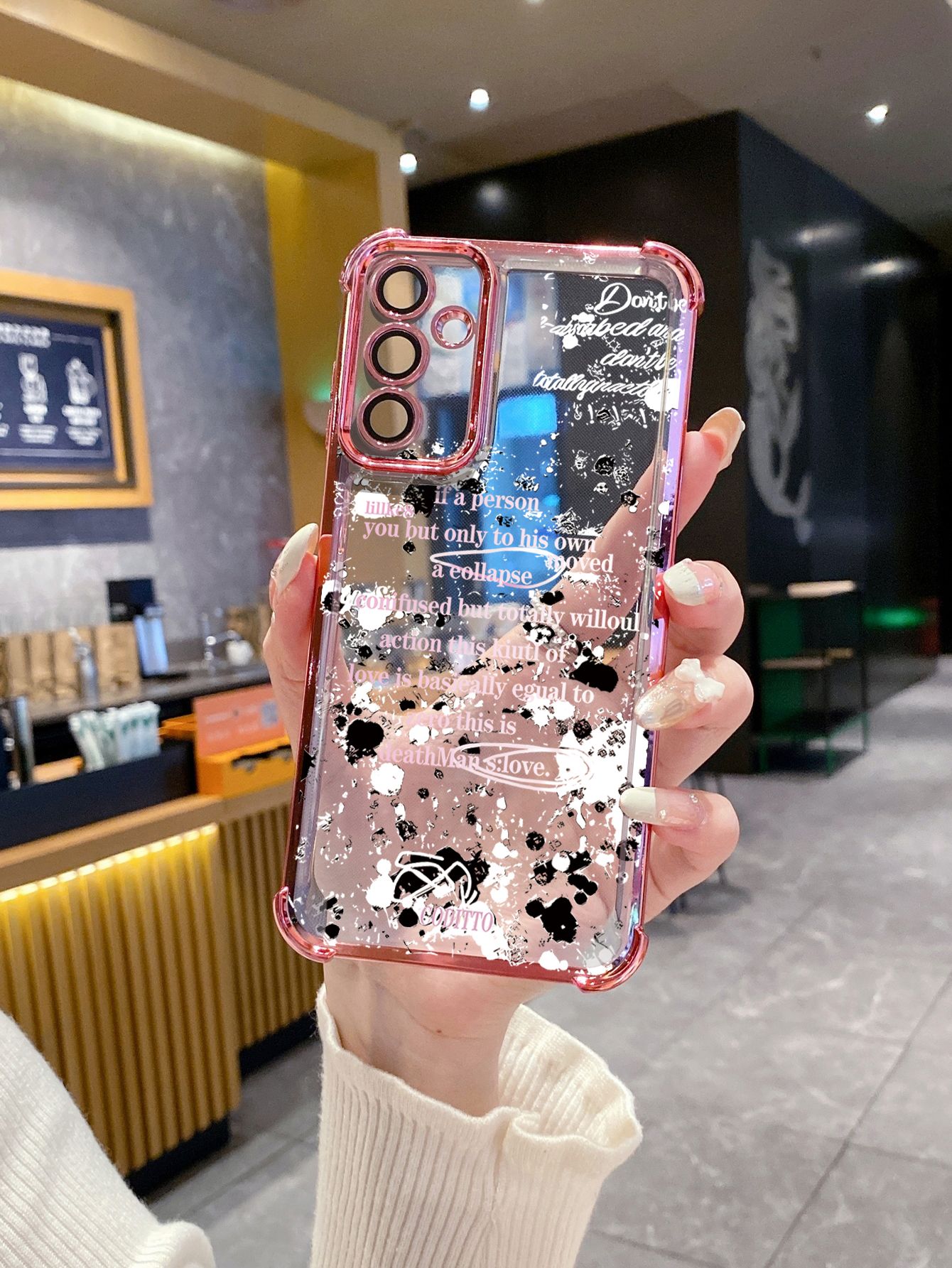For Samsung Galaxy A15 A05 A35 A55 A14 A34 A33 A53 A73 A32 A56 A36 A06 A16 Poem Cd Player Plating Frame Clear Phone Case Anti-shock Cover