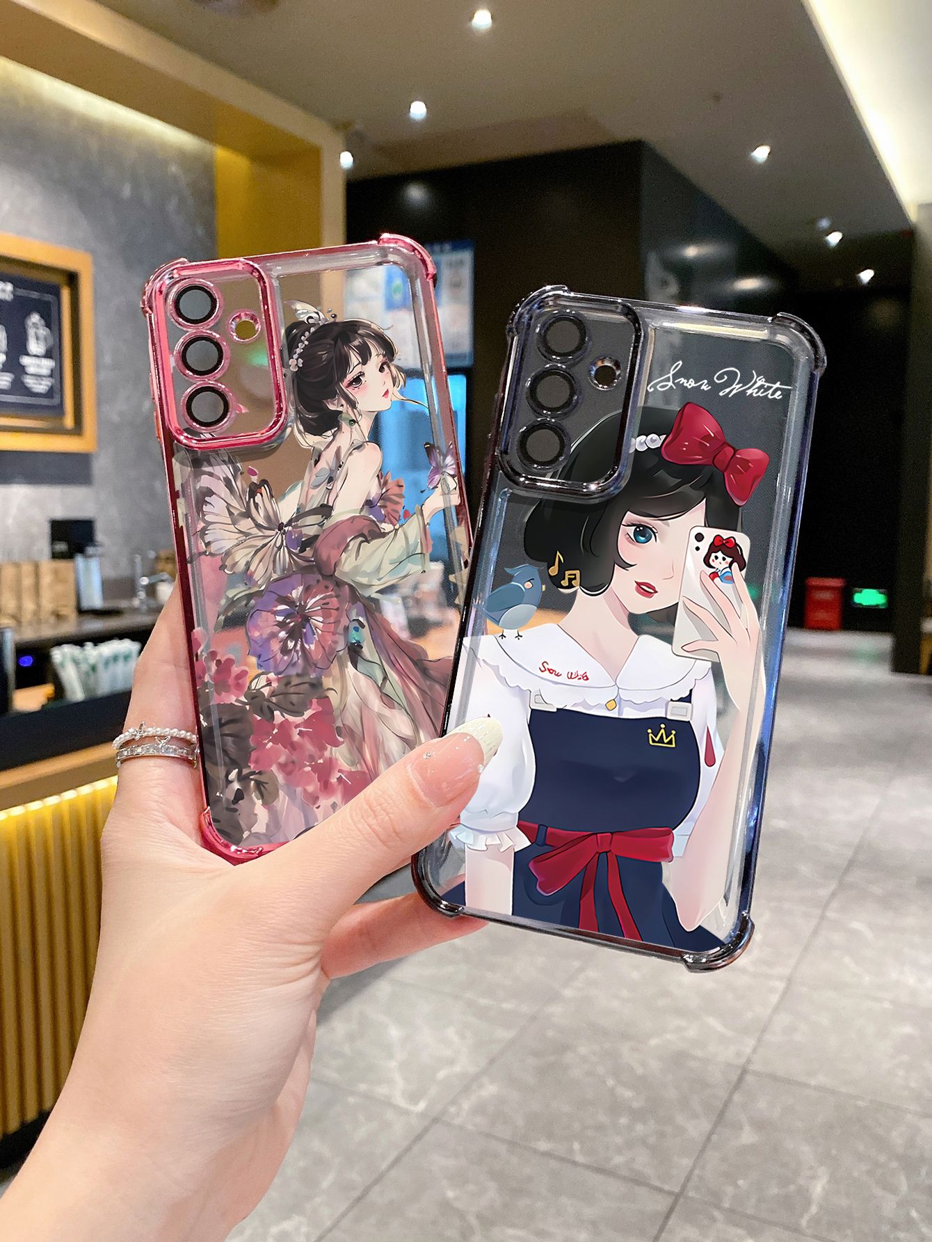 For Xiaomi Redmi Note 14 13 Pro 5G 12S 4G 12 Turbo 11S 13C 12C Butterfly Girl Snow White Plating Frame Clear Phone Case Anti-shock Cover
