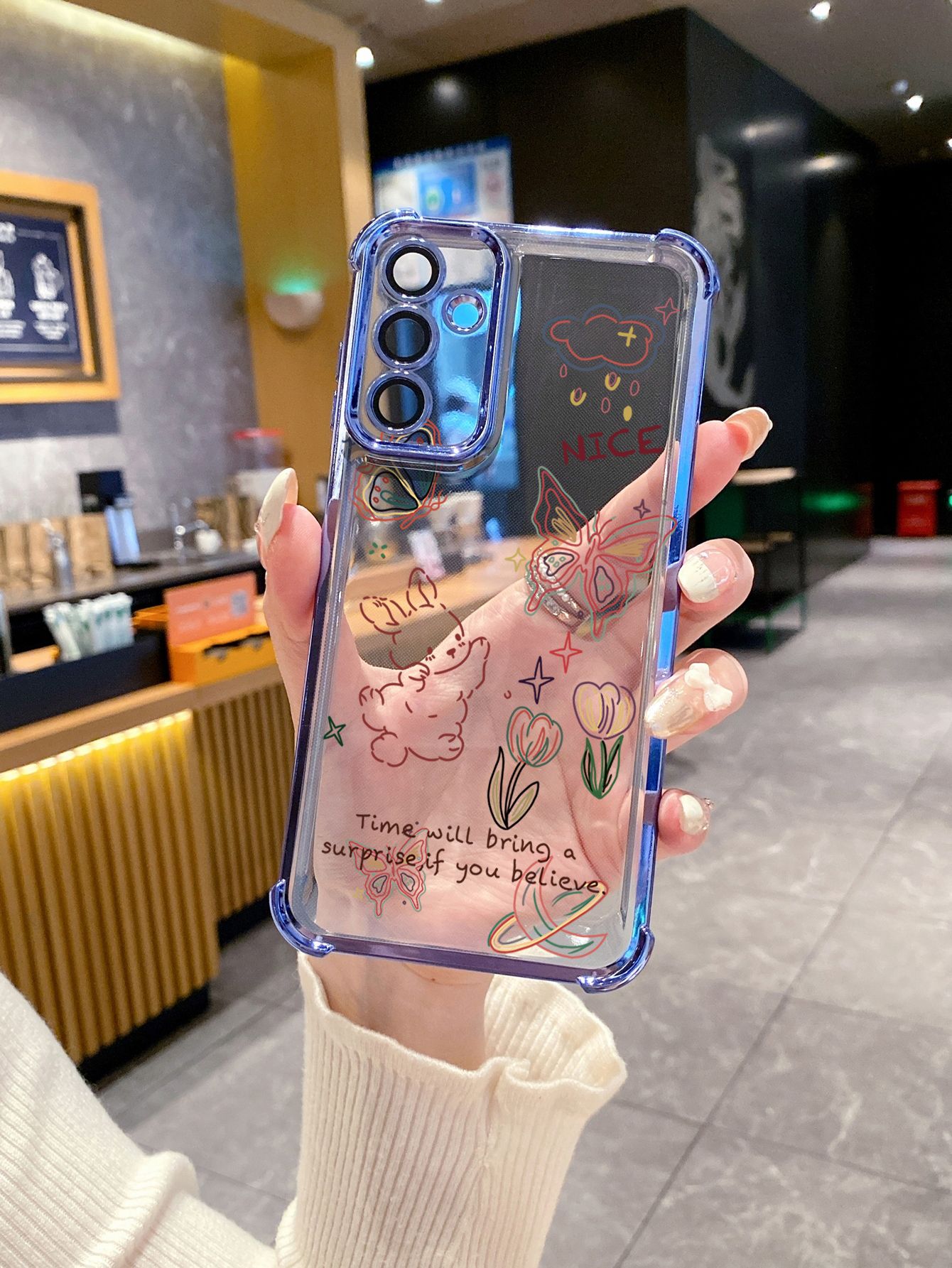 For iPhone 16 15 Pro Max 14 Plus 13 12 11 XR 8 7 SE 2022 XS Bunny Cat Butterfly Plating Frame Clear Phone Case Anti-shock Cover