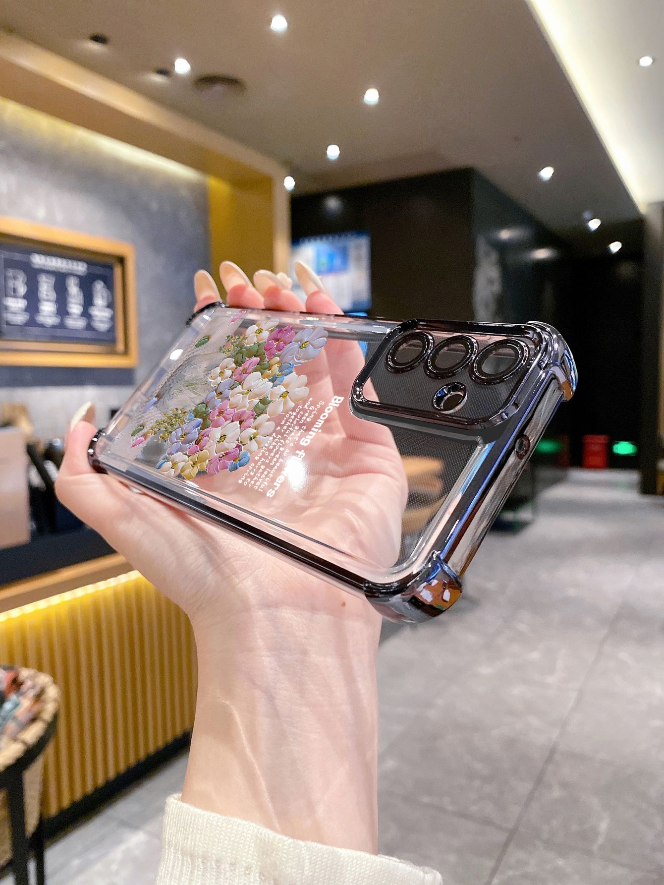 For Samsung Galaxy S25 S24 S23 Ultra S22 Plus S21 FE S20 Pink Flower Plating Frame Clear Phone Case Anti-shock Cover