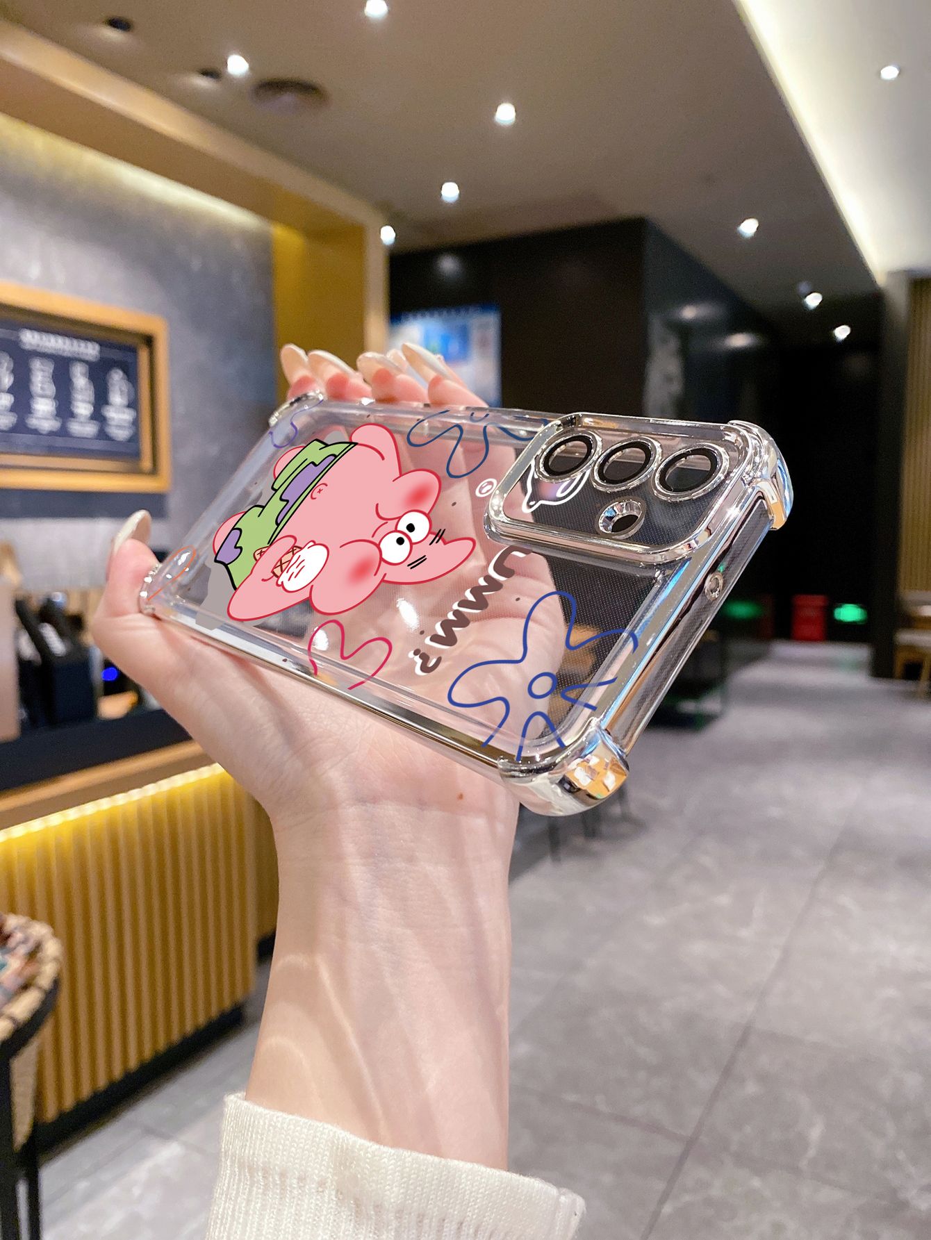 For Huawei Pura 70 Ultra Mate 60 70 Pro Honor 300 200 X9A 90 Lite Icecream SpongeBob Patrick Star Plating Frame Clear Phone Case Anti-shock Cover