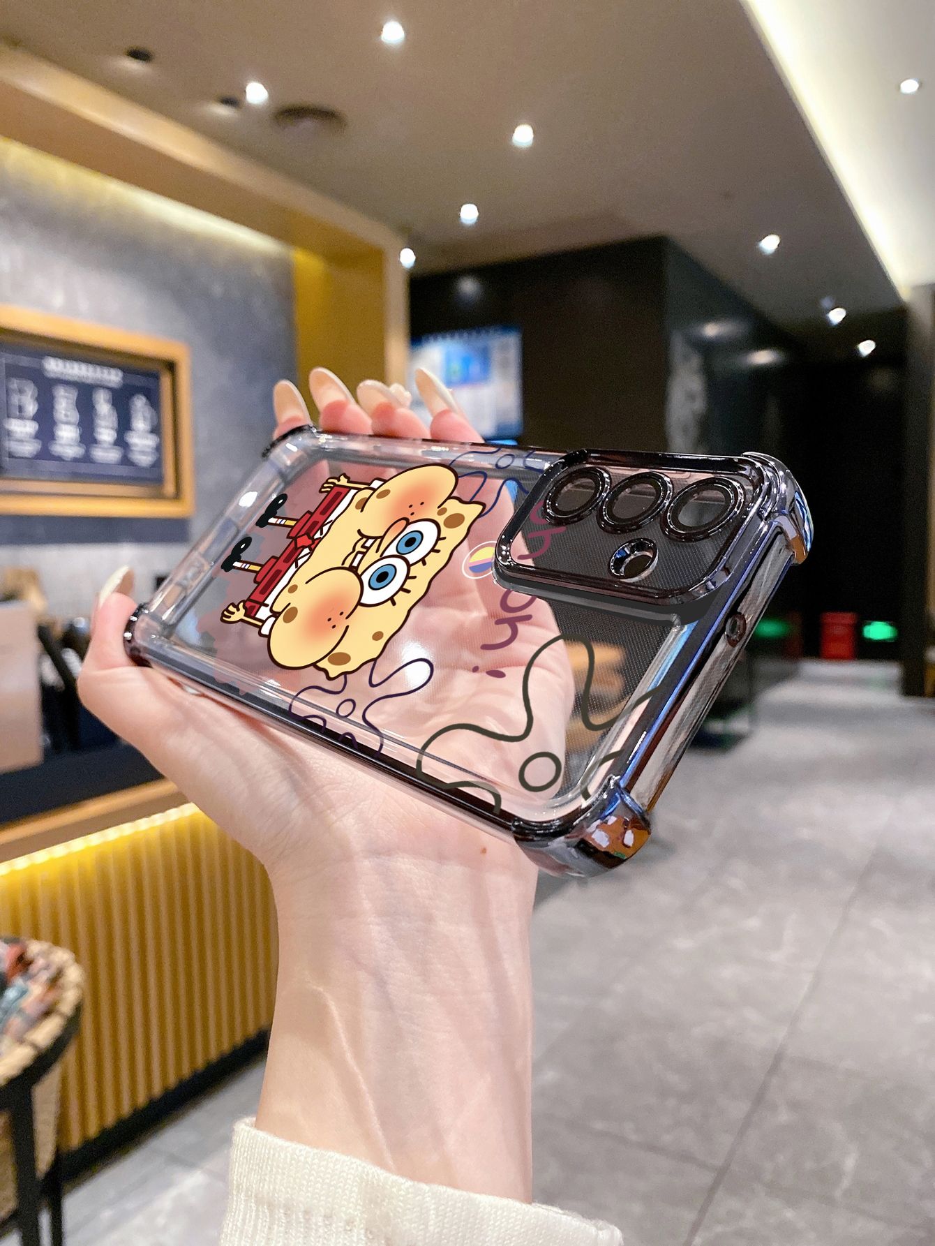 For Huawei Pura 70 Ultra Mate 60 70 Pro Honor 300 200 X9A 90 Lite Icecream SpongeBob Patrick Star Plating Frame Clear Phone Case Anti-shock Cover