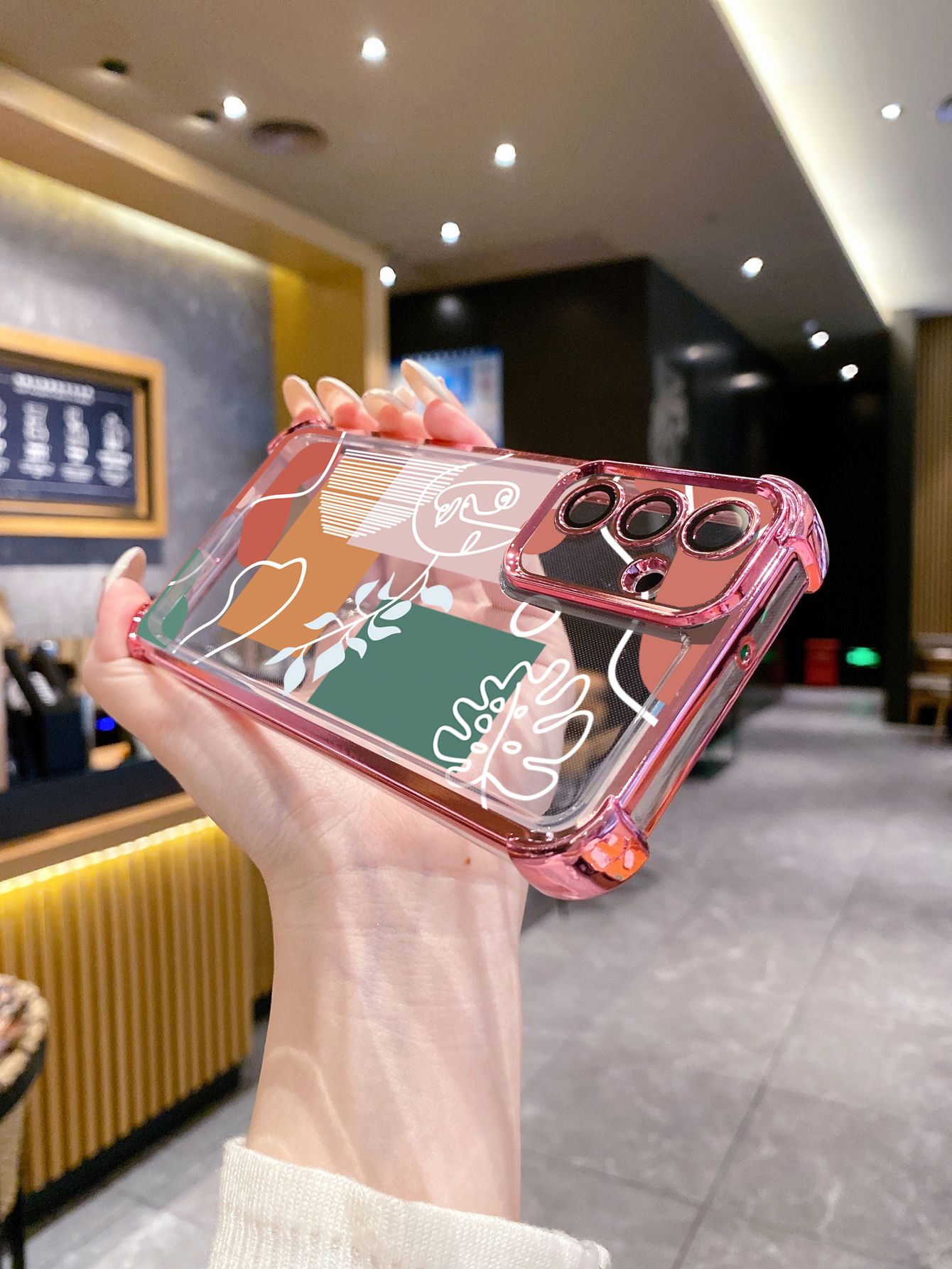 For iPhone 16 15 Pro Max 14 Plus 13 12 11 XR 8 7 SE 2022 XS Retro Woman Drawing Plating Frame Clear Phone Case Anti-shock Cover