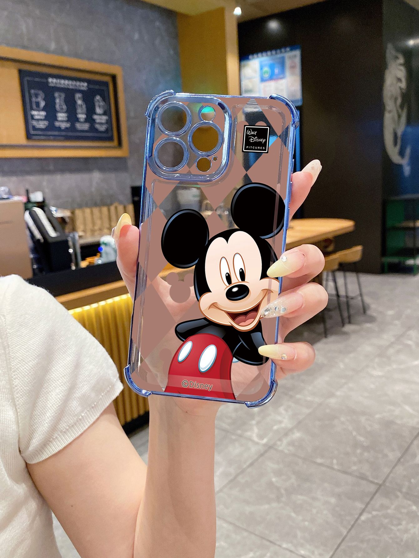 for Realme 14 Pro Plus C63 C53 C51 Note 50 Lingge Mickey Plating Frame Clear Phone Case Anti-shock Cover
