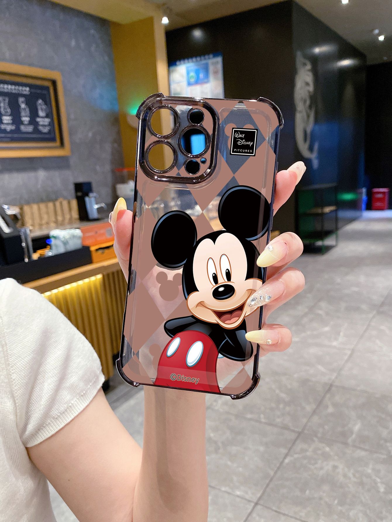 for Realme 14 Pro Plus C63 C53 C51 Note 50 Lingge Mickey Plating Frame Clear Phone Case Anti-shock Cover