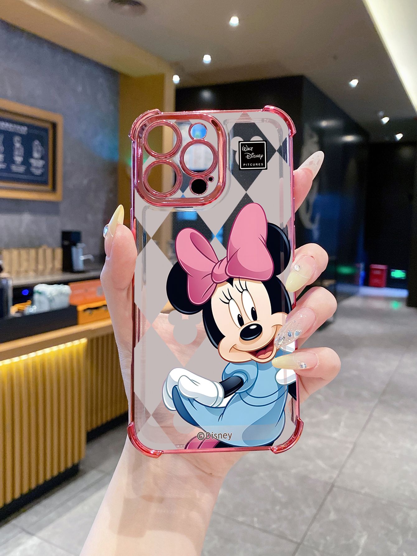 for Realme 14 Pro Plus C63 C53 C51 Note 50 Lingge Mickey Plating Frame Clear Phone Case Anti-shock Cover