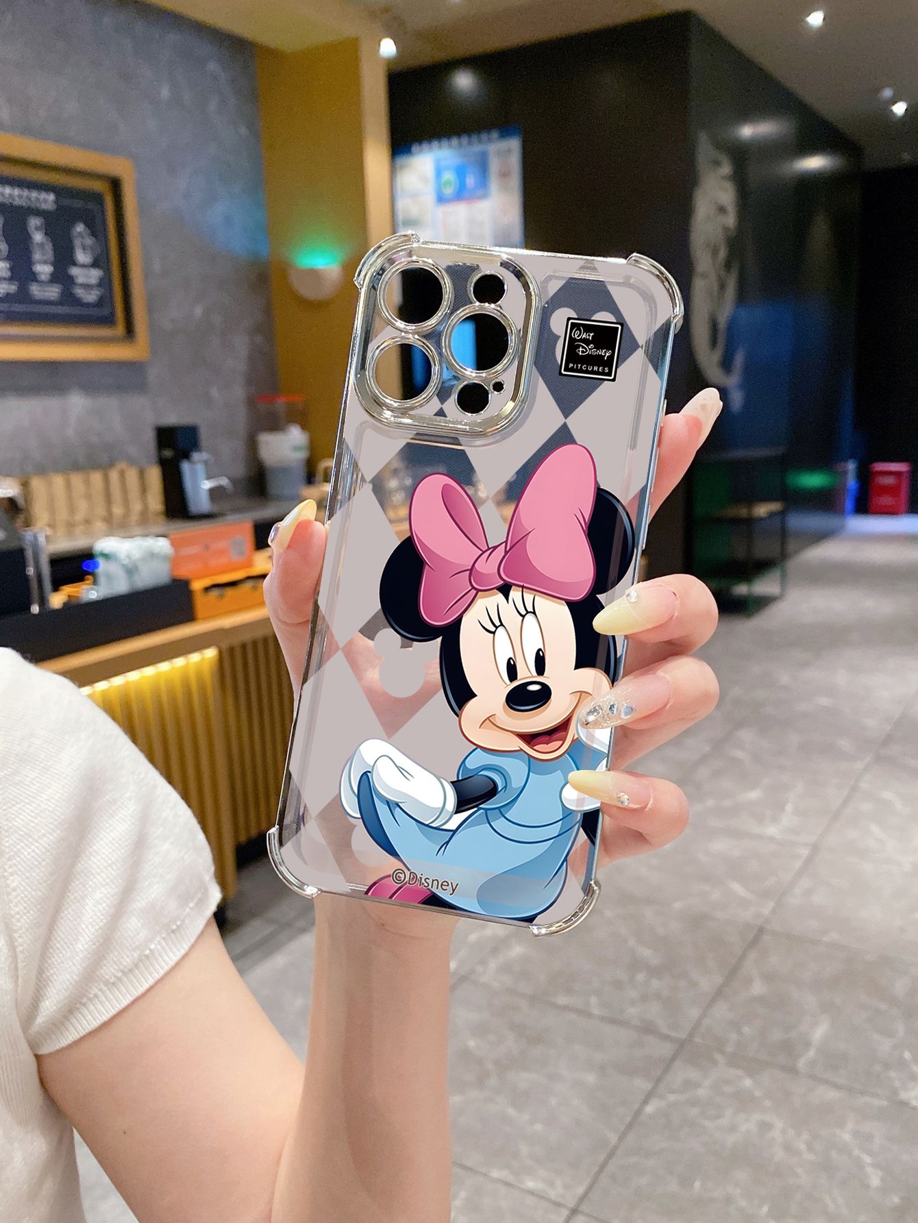 for Realme 14 Pro Plus C63 C53 C51 Note 50 Lingge Mickey Plating Frame Clear Phone Case Anti-shock Cover