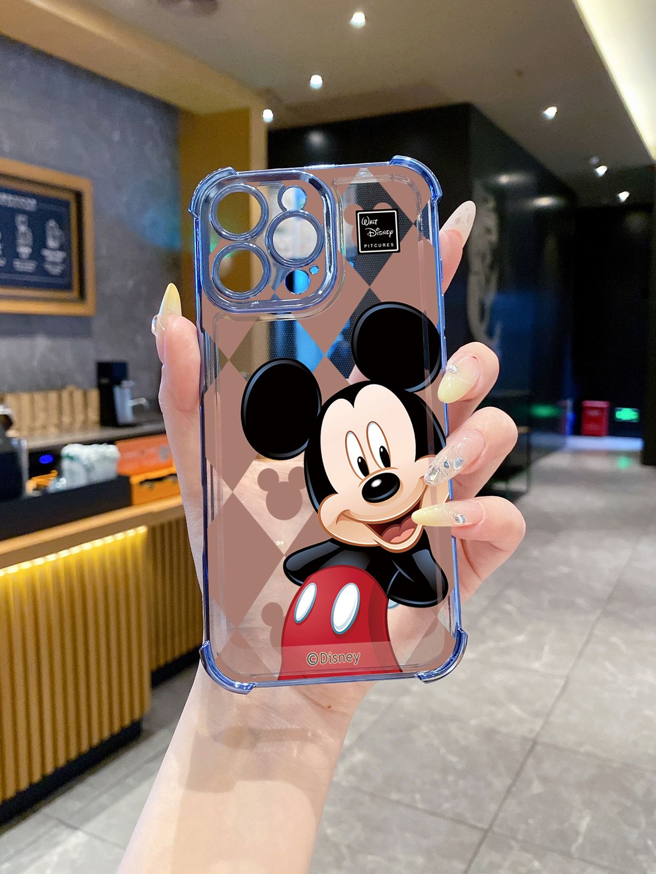 for Realme 14 Pro Plus C63 C53 C51 Note 50 Lingge Mickey Plating Frame Clear Phone Case Anti-shock Cover