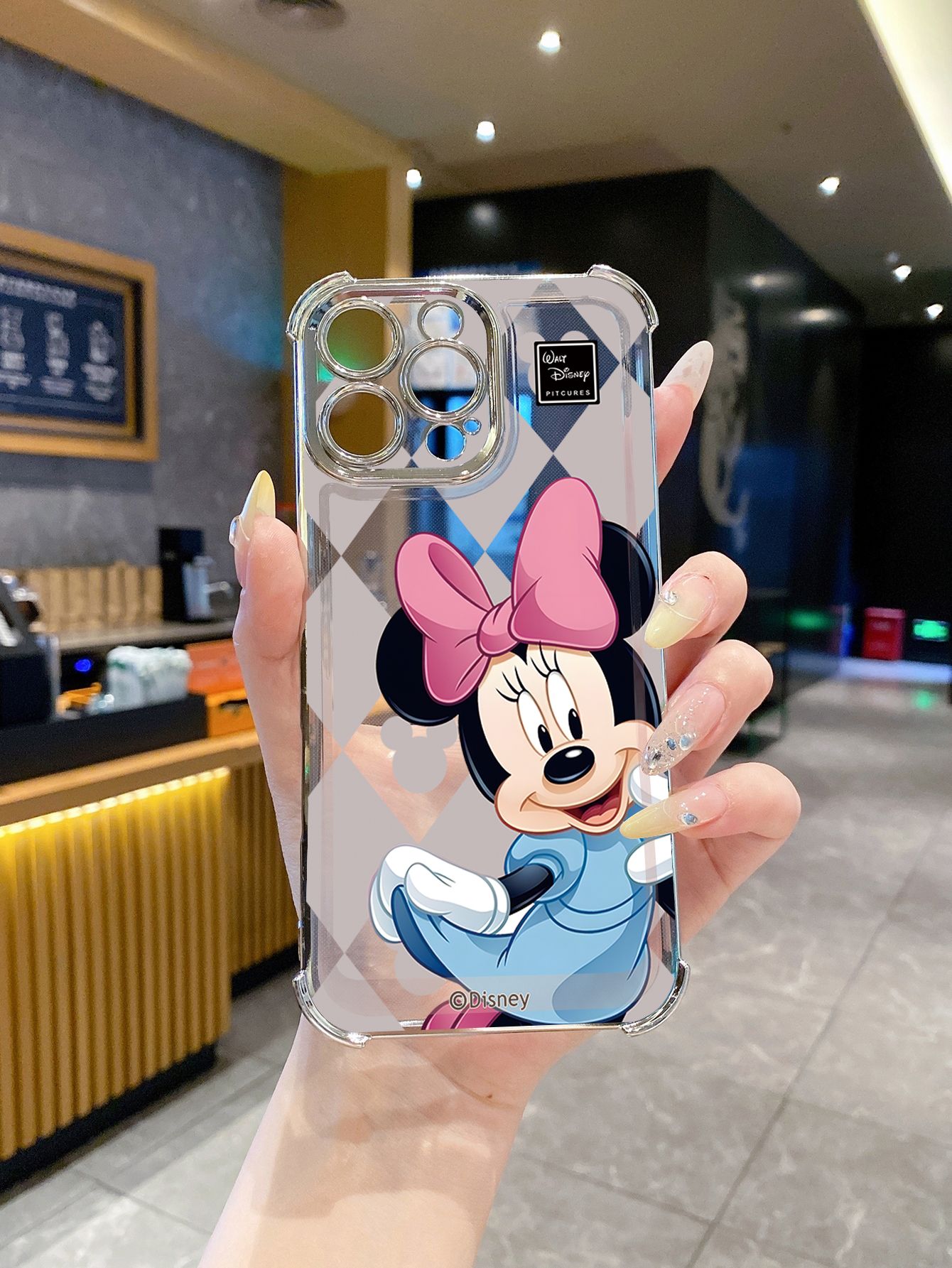 for Realme 14 Pro Plus C63 C53 C51 Note 50 Lingge Mickey Plating Frame Clear Phone Case Anti-shock Cover