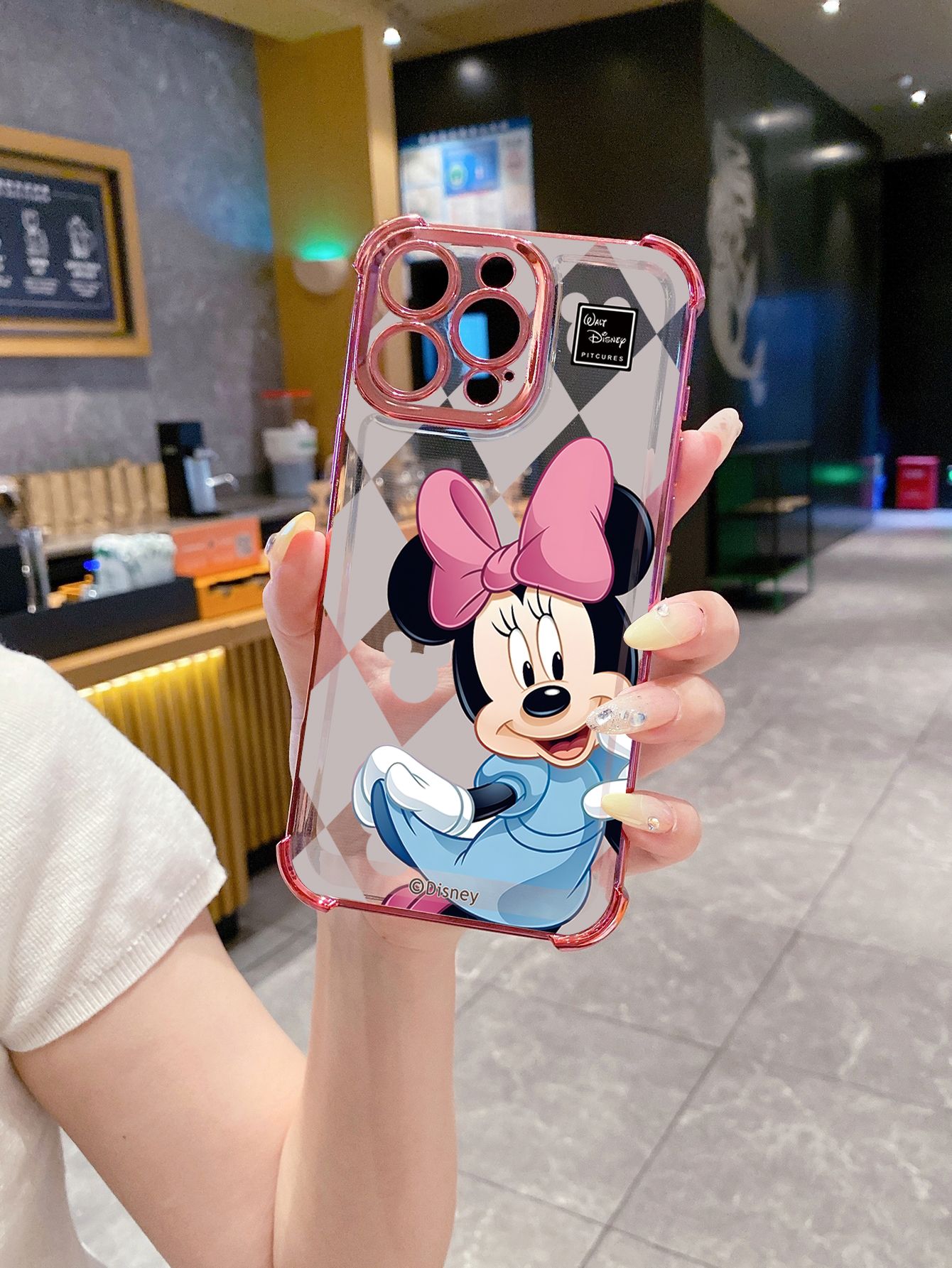 for Realme 14 Pro Plus C63 C53 C51 Note 50 Lingge Mickey Plating Frame Clear Phone Case Anti-shock Cover