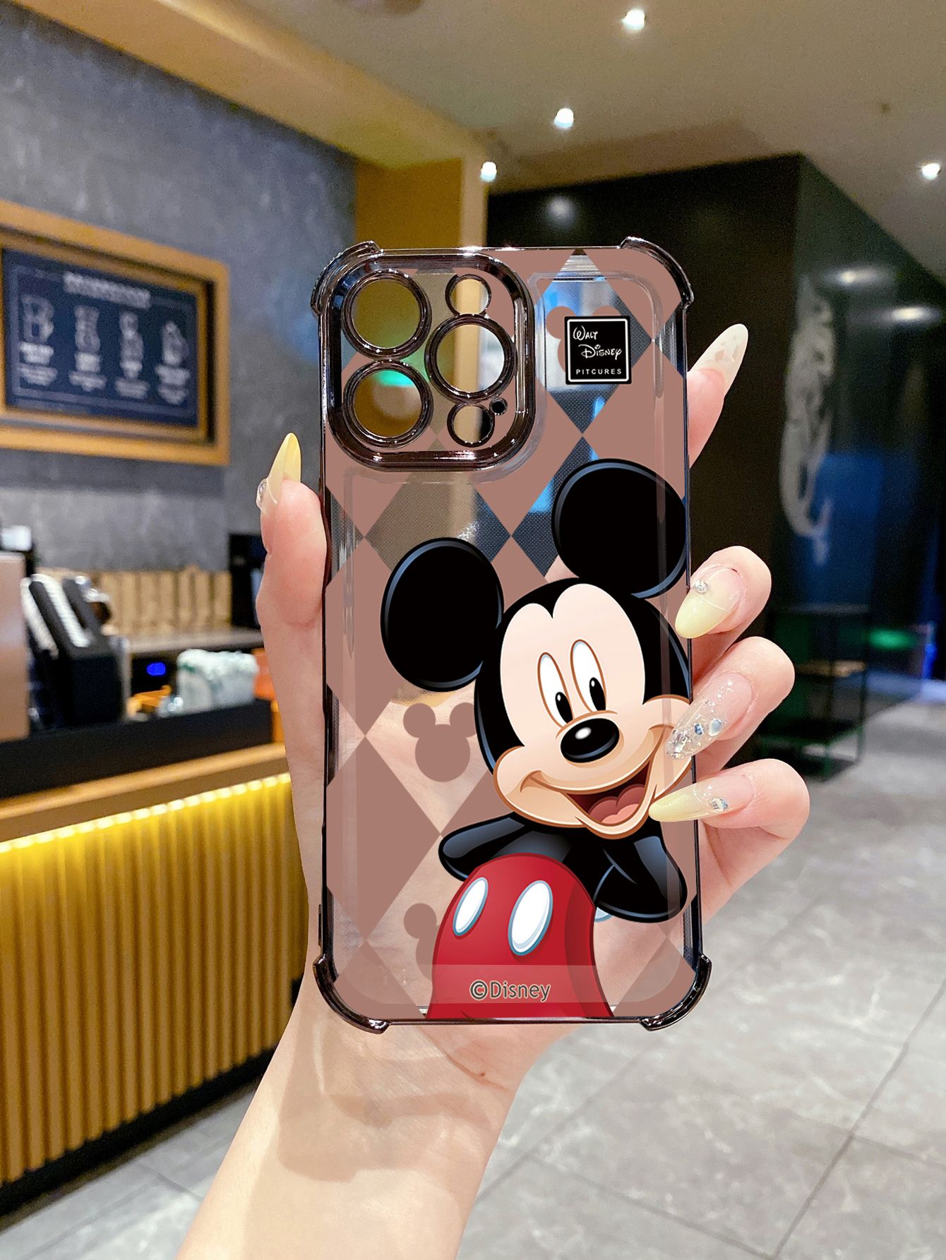 for Realme 14 Pro Plus C63 C53 C51 Note 50 Lingge Mickey Plating Frame Clear Phone Case Anti-shock Cover