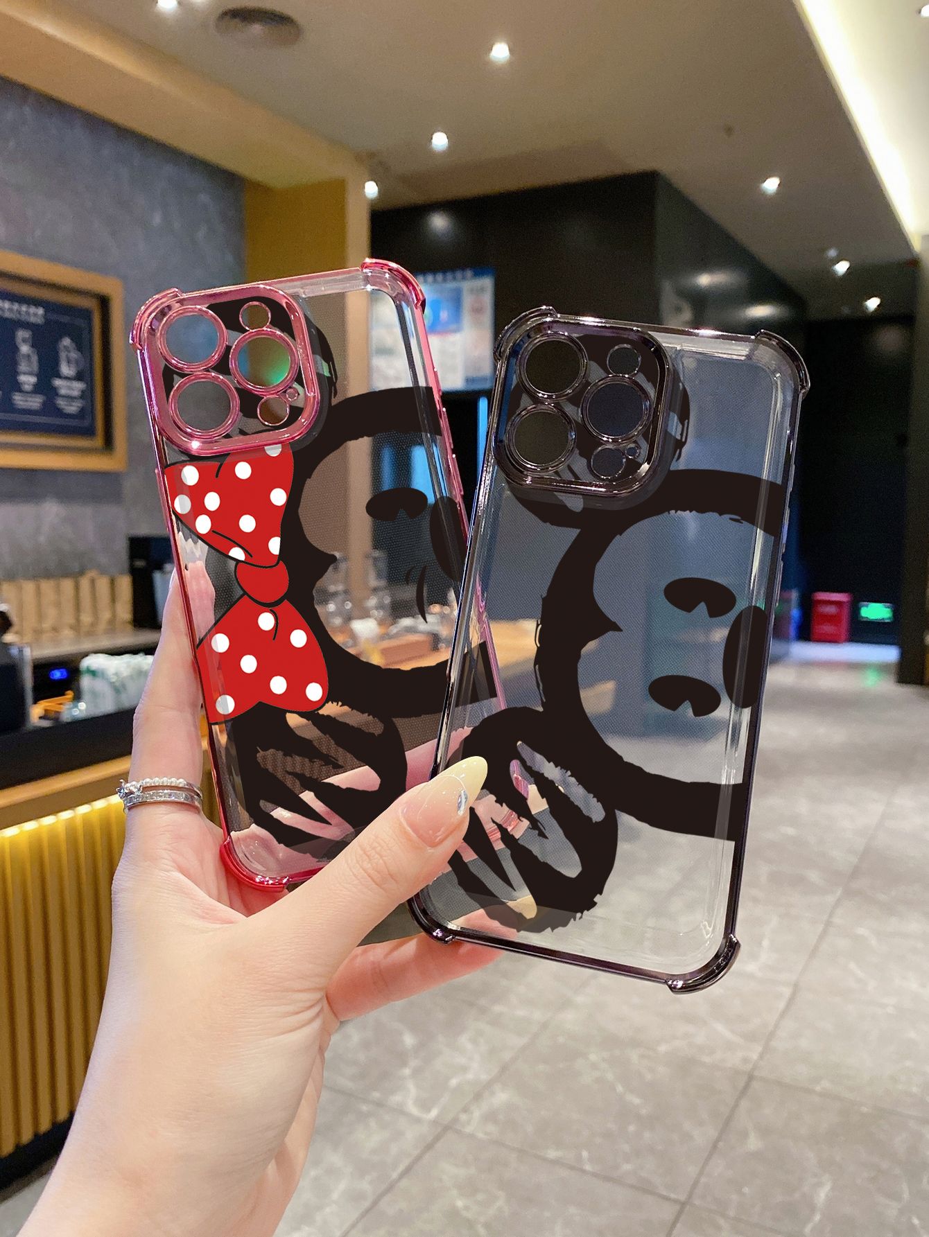 for Infinix Hot 50i 40i 40 Pro 30 Play Note 30 Smart 9 8 Mickey Minnie Mouse Plating Frame Clear Phone Case Anti-shock Cover