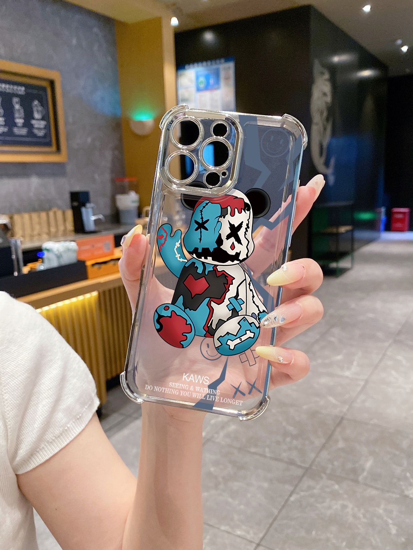 for Samsung Galaxy S25 S24 S23 Ultra S22 Plus S21 FE S20 Kaws Plating Frame Clear Phone Case Anti-shock Cover