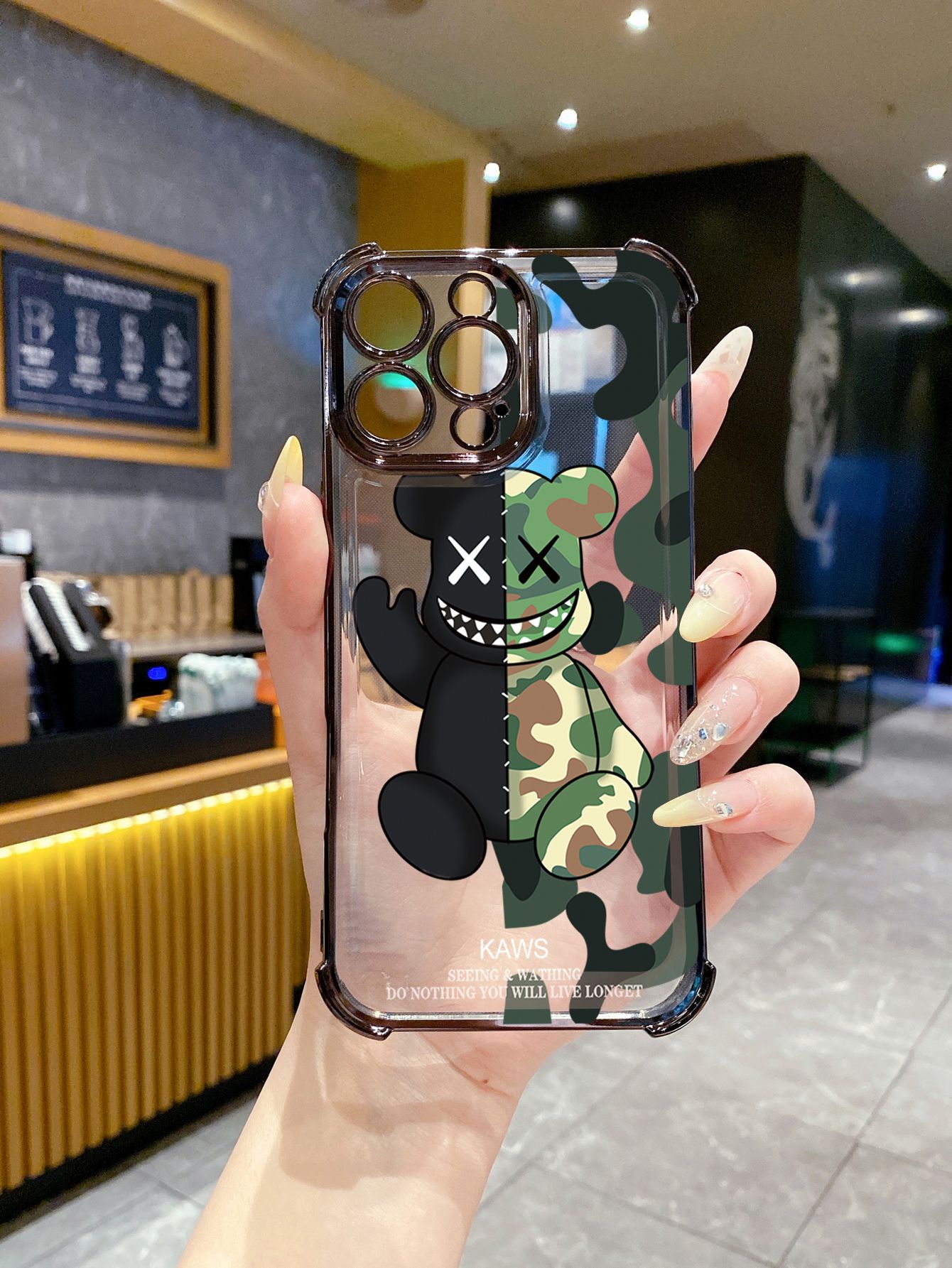 for Xiaomi Redmi Note 14 13 Pro 5G 12S 4G 12 13C Kaws Plating Frame Clear Phone Case Anti-shock Cover