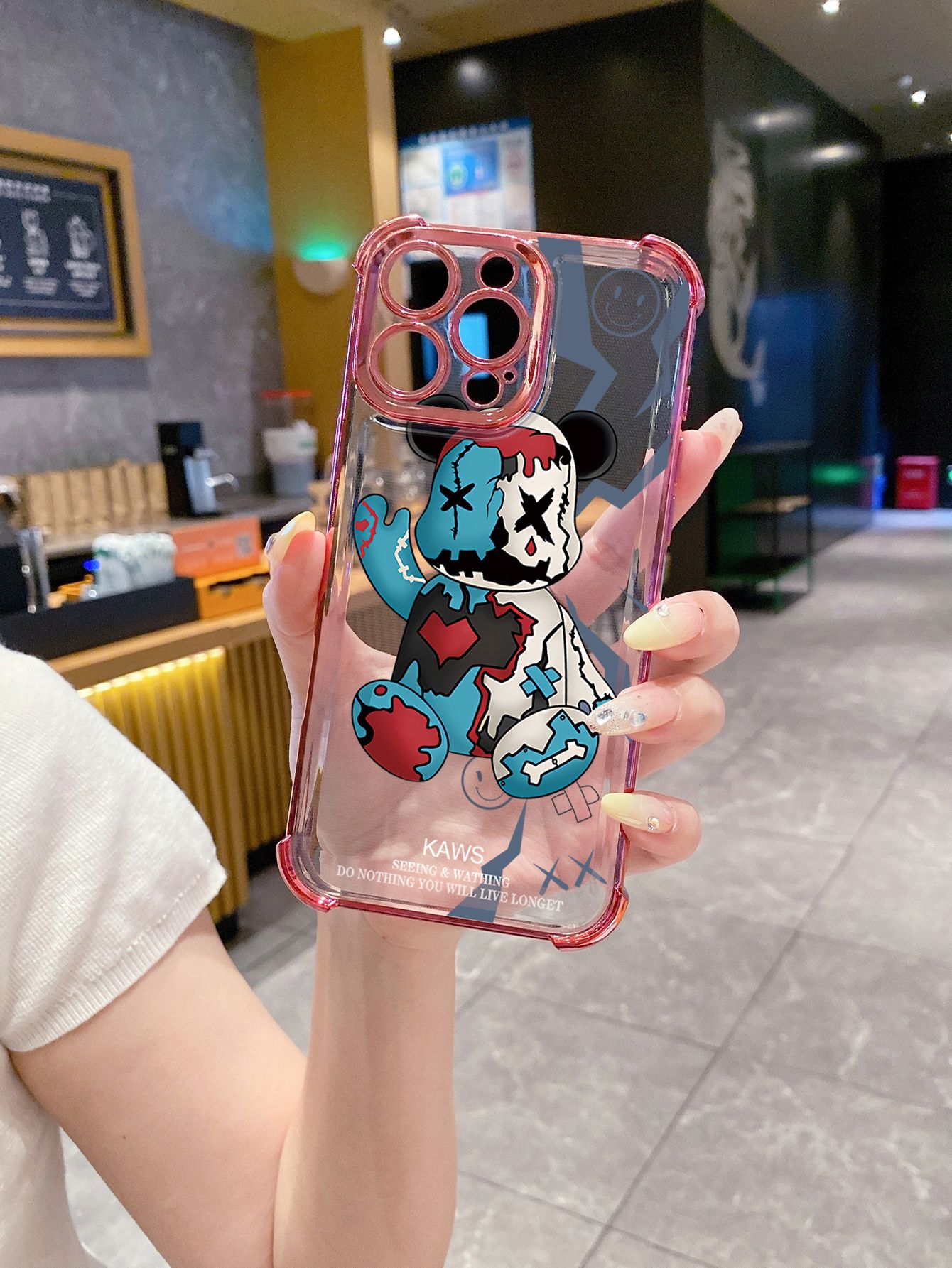 for Xiaomi Redmi Note 14 13 Pro 5G 12S 4G 12 13C Kaws Plating Frame Clear Phone Case Anti-shock Cover