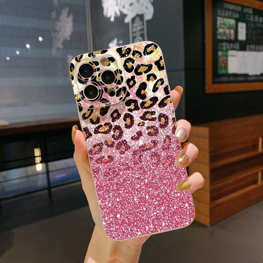 For iPhone 16 Pro Max 14 Plus 13 Pro Max 12 11 XR 8 7 SE 2022 XS Max Gradient Pink Leopard Full Protective Case Anti Drop Cover