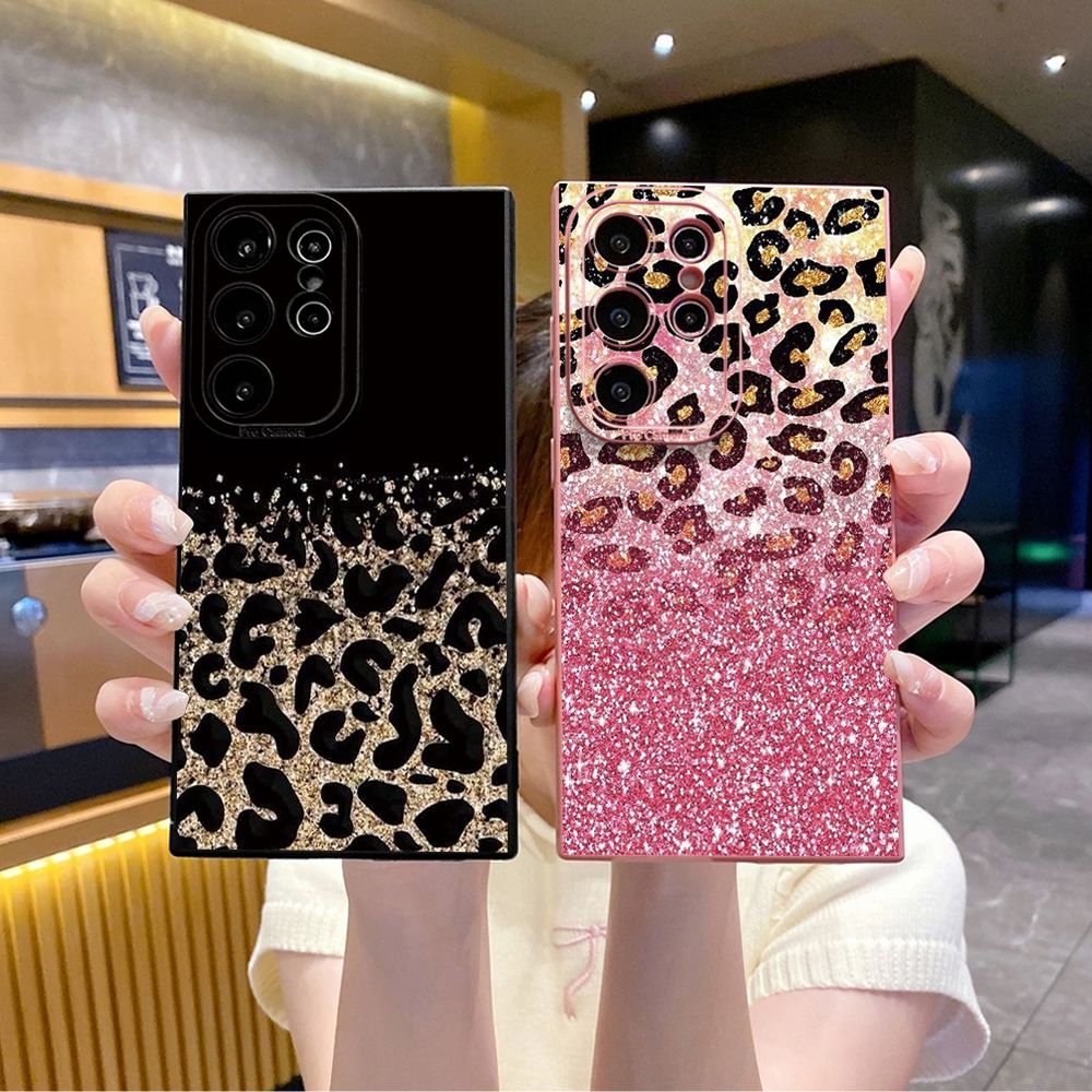 For Samsung Galaxy S24 S23 Ultra S22 Plus Note 20 S21 FE S20 Gradient Pink Leopard Full Protective Case Anti Drop Cover