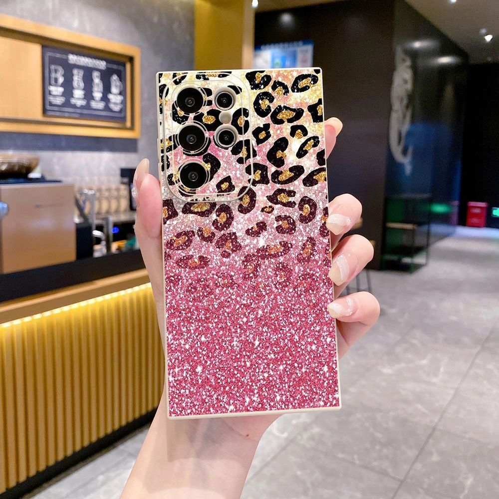 For Samsung Galaxy S24 S23 Ultra S22 Plus Note 20 S21 FE S20 Gradient Pink Leopard Full Protective Case Anti Drop Cover