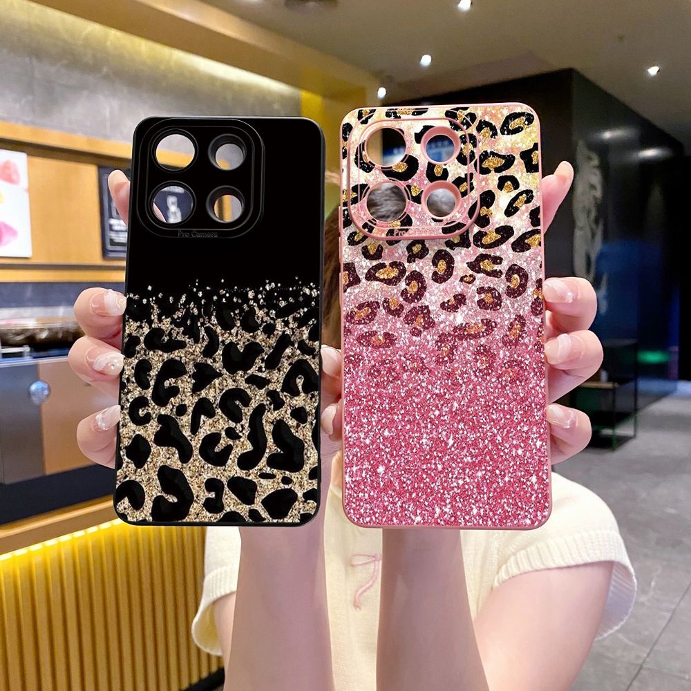 For Xiaomi Redmi Note 13 12 Pro 5G 12S 11S 13C A1 10 Pro 4G 10S Redmi 10C 9C Gradient Pink Leopard Full Protective Case Anti Drop Cover