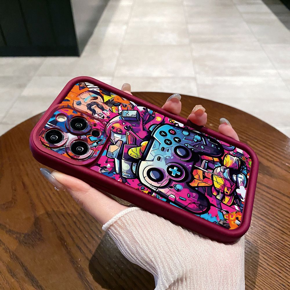for iPhone 15 Pro Max 14 Plus 13 12 11 XR 8 7 SE 2022 XS Game Controller Full Protective Phone Case Anti Drop Cover