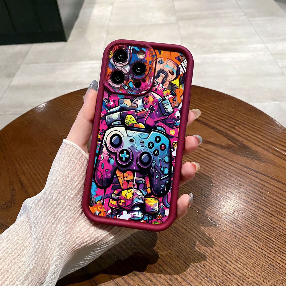 for iPhone 15 Pro Max 14 Plus 13 12 11 XR 8 7 SE 2022 XS Game Controller Full Protective Phone Case Anti Drop Cover