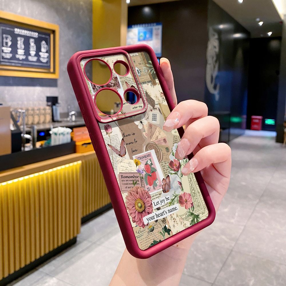 for Xiaomi Redmi Note 13 Pro 5G 12S 4G 12 Turbo 11S 13C 12C Red Rose Butterfly Full Protective Phone Case Anti Drop Cover