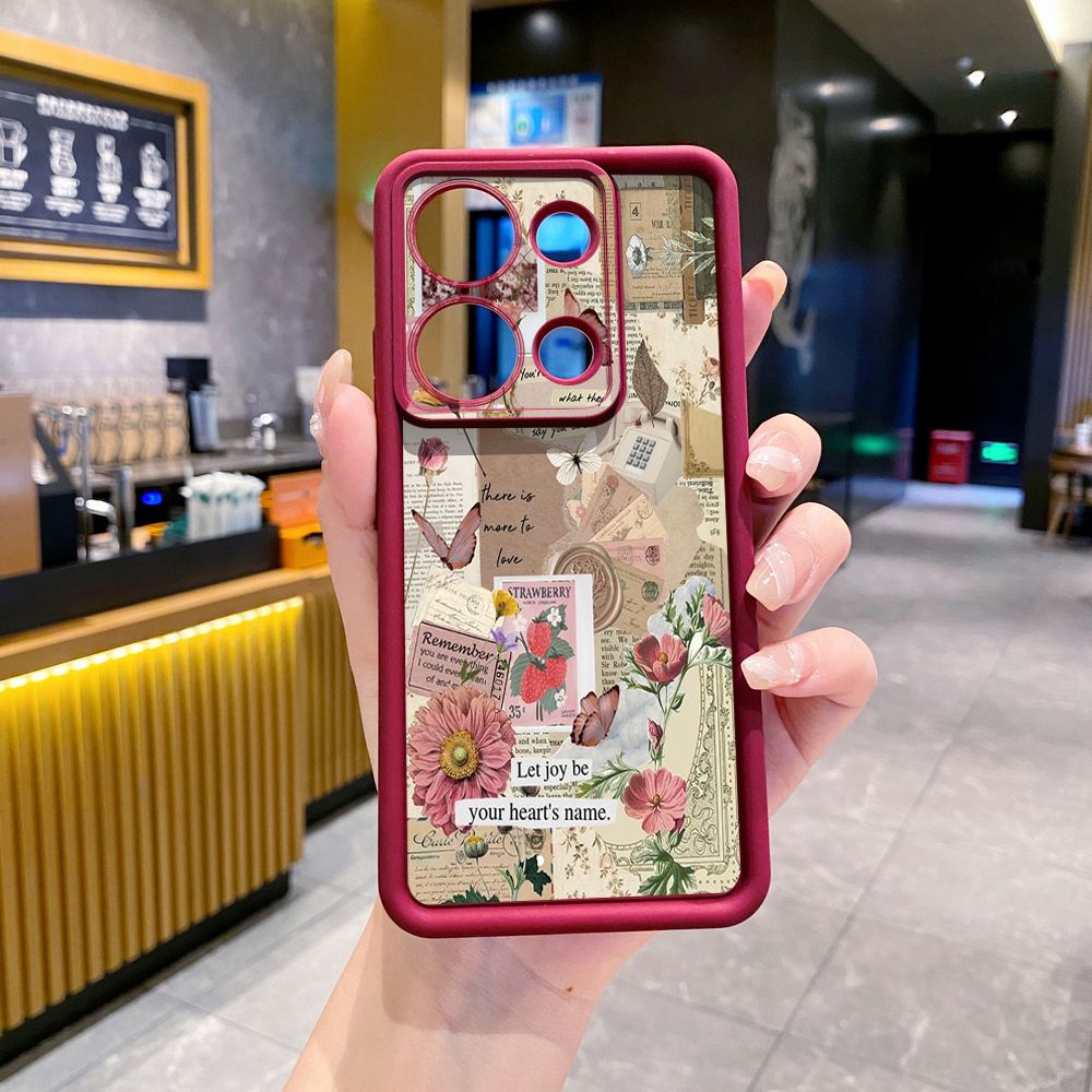 for Xiaomi Redmi Note 13 Pro 5G 12S 4G 12 Turbo 11S 13C 12C Red Rose Butterfly Full Protective Phone Case Anti Drop Cover