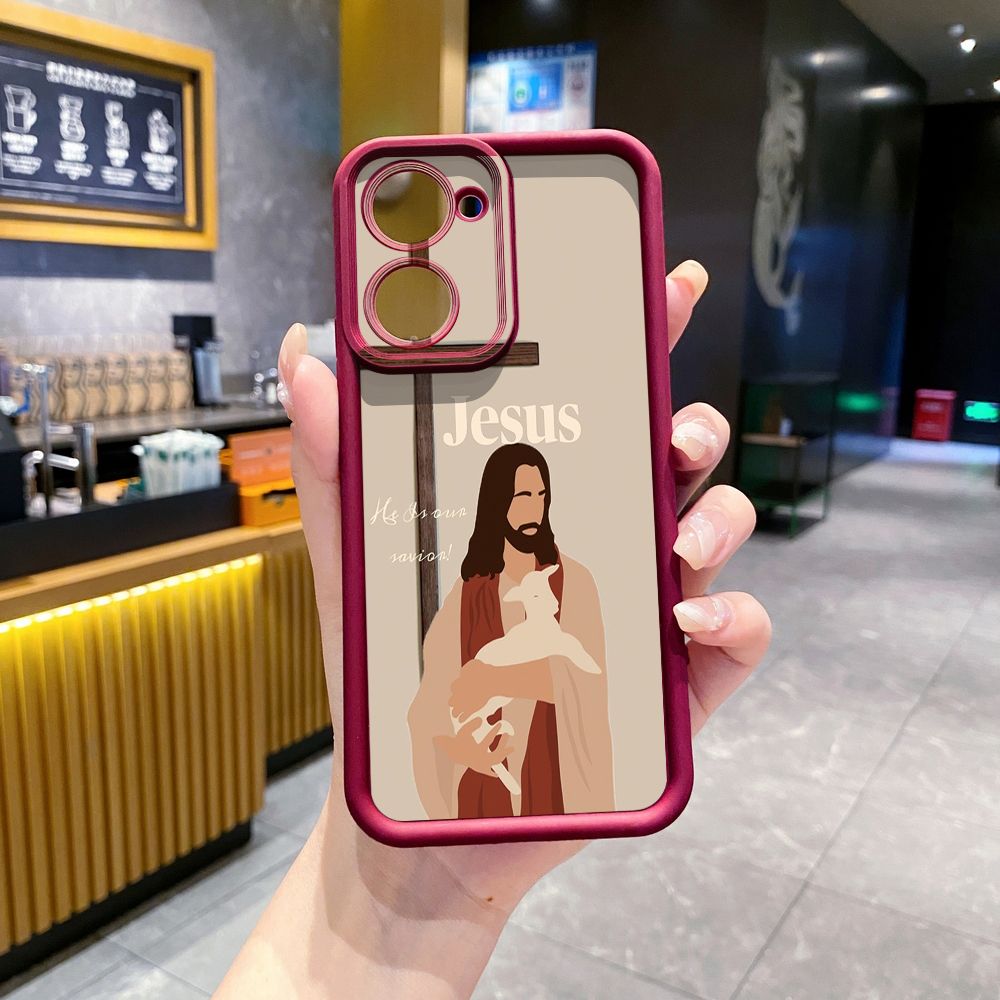 for VIVO Y17S Y27 T1X Y02S Y21S Y02 Y33S Y12S Y18 Y38 Jesus Sheep Cross Full Protective Phone Case Anti Drop Cover
