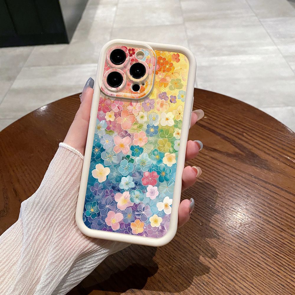 for iPhone 15 Pro Max 14 Plus 13 12 11 XR 8 7 SE 2022 XS Lotus Leaf Floral Full Protective Phone Case Anti Drop Cover