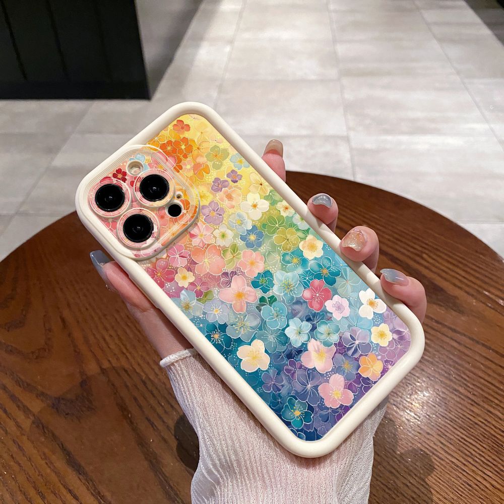 for iPhone 15 Pro Max 14 Plus 13 12 11 XR 8 7 SE 2022 XS Lotus Leaf Floral Full Protective Phone Case Anti Drop Cover