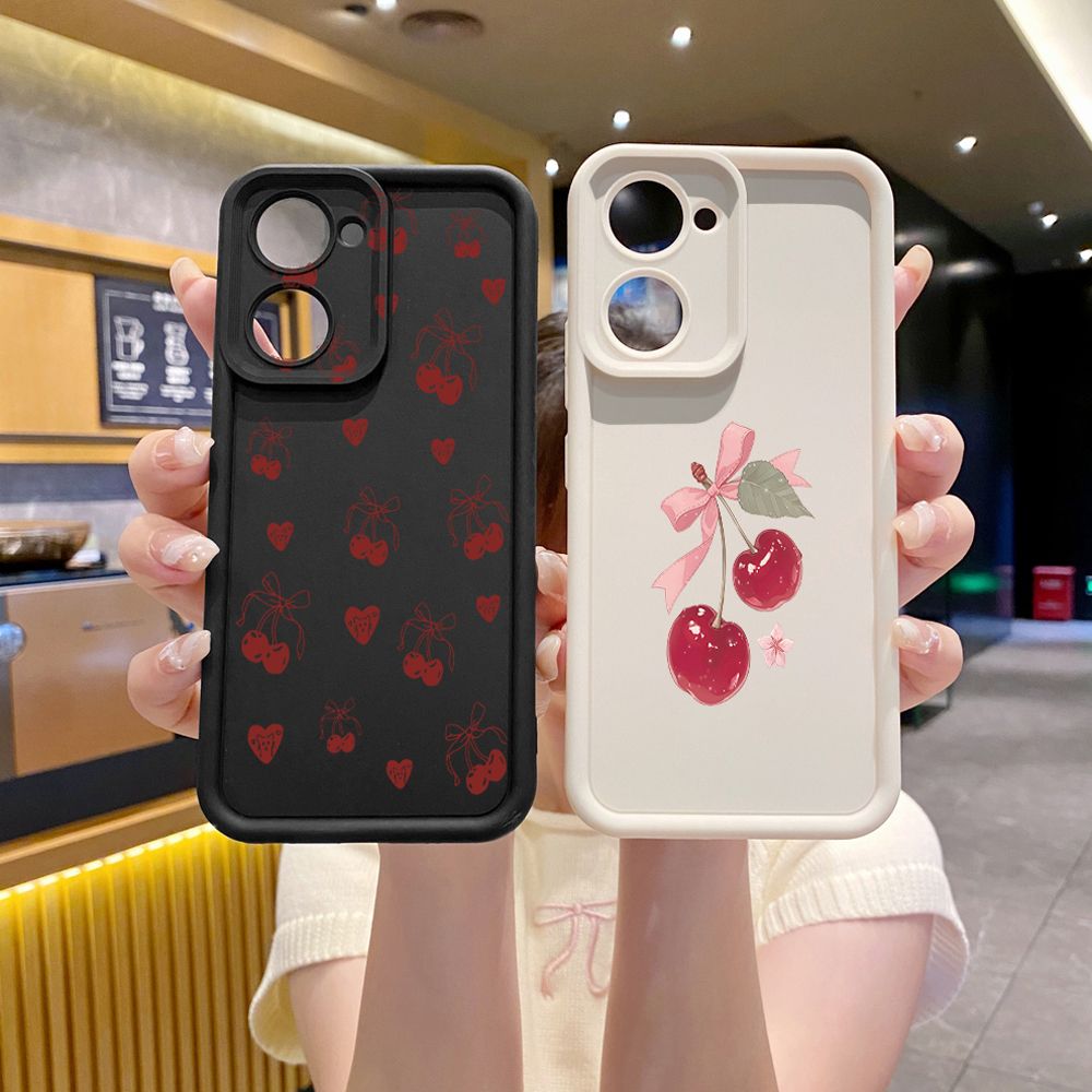 for VIVO Y17S Y27 T1X Y02S Y21S Y02 Y33S Y12S Y18 Y38 Love Shape Cherry Full Protective Phone Case Anti Drop Cover