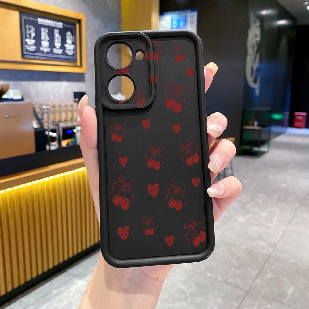 for VIVO Y17S Y27 T1X Y02S Y21S Y02 Y33S Y12S Y18 Y38 Love Shape Cherry Full Protective Phone Case Anti Drop Cover
