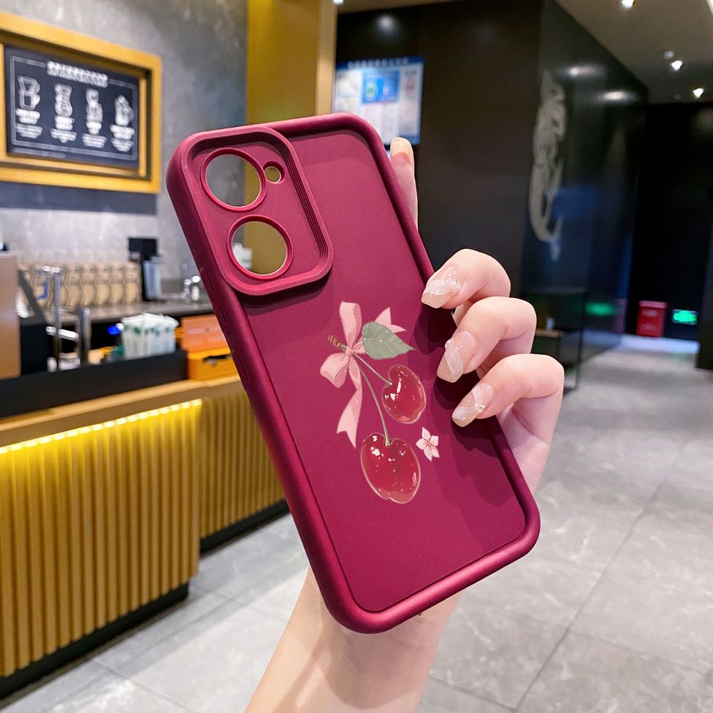 for VIVO Y17S Y27 T1X Y02S Y21S Y02 Y33S Y12S Y18 Y38 Love Shape Cherry Full Protective Phone Case Anti Drop Cover