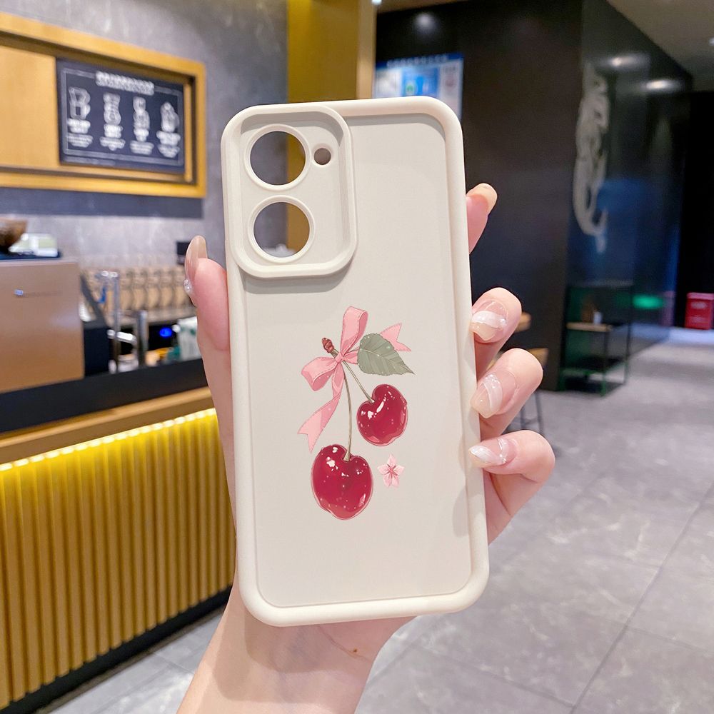 for VIVO Y17S Y27 T1X Y02S Y21S Y02 Y33S Y12S Y18 Y38 Love Shape Cherry Full Protective Phone Case Anti Drop Cover